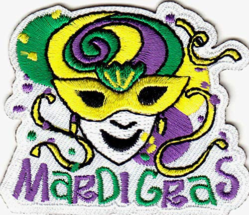 Mardi Gras Iron On Patch - Vibrant New Orleans Louisiana Celebration Emblem for Costumes, Jackets & Bags