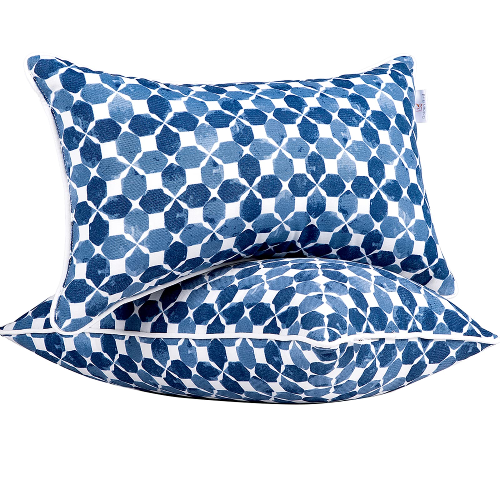JMGBird Waterproof Outdoor Lumbar Pillows Set of 2 - 12×20 Inch Patio Cushions with Removable Inserts for Garden, Poolside & Deck Furniture - Perfect for Outdoor Relaxation & Back Support