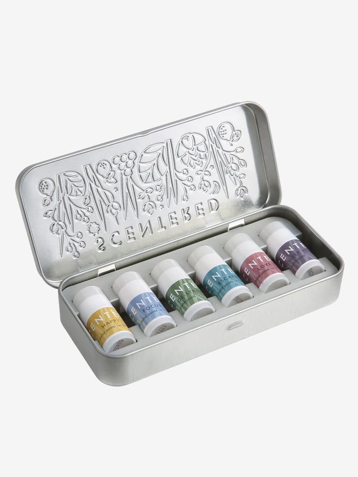 Scentered Aromatherapy Discovery Tin Set - 6 Essential Oil Blends for Stress Relief & Relaxation - Perfect for Home, Office & Travel Use