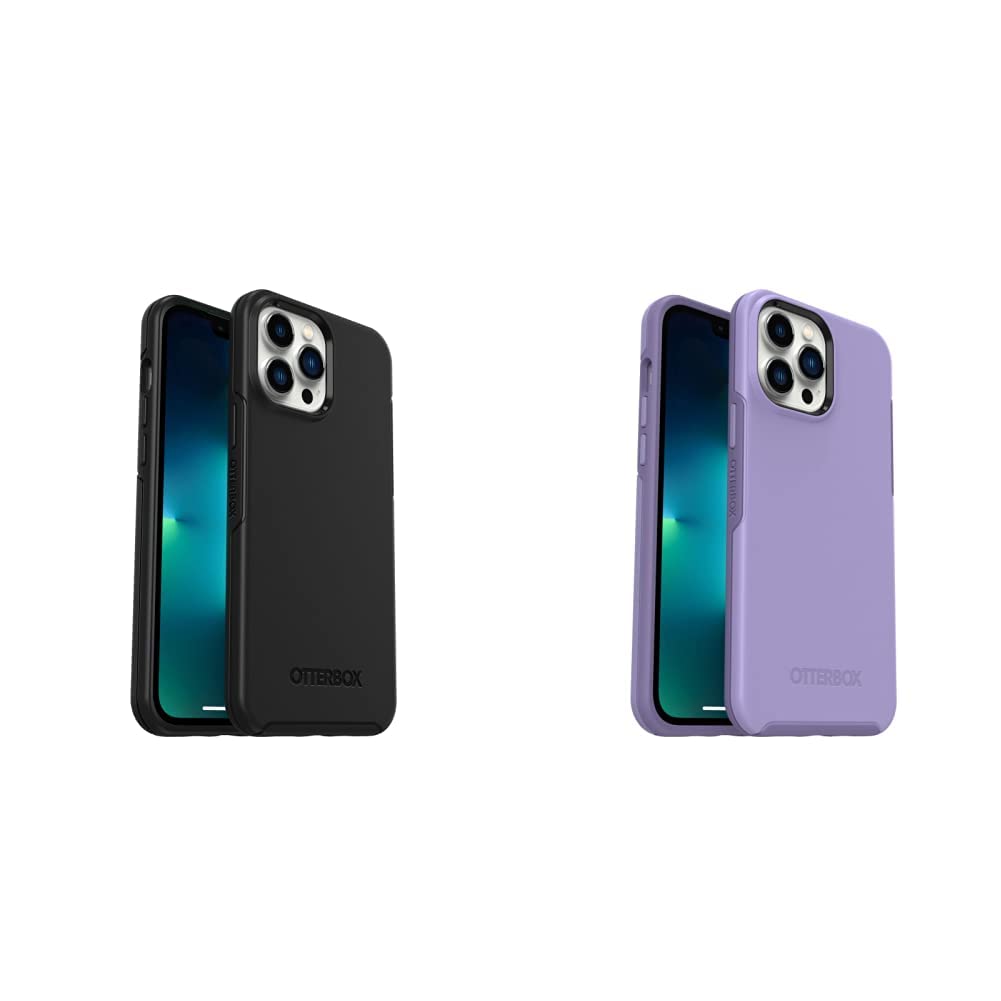 OTTERBOX Symmetry Series Case for iPhone 13 Pro Max & iPhone 12 Pro Max - Black & Purple | Slim Protective Phone Cover with Drop Protection | Perfect for Everyday Use, Work & Outdoor Activities