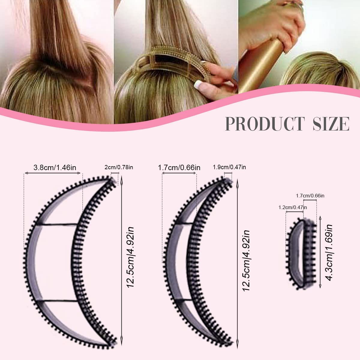LOCANS 5-Piece Hair Volumizing Inserts - Bumpits Hair Puff Maker for Women & Girls - Instant Volume & Lift Styling Tool (Great for Parties, Weddings & Everyday Hairstyles)