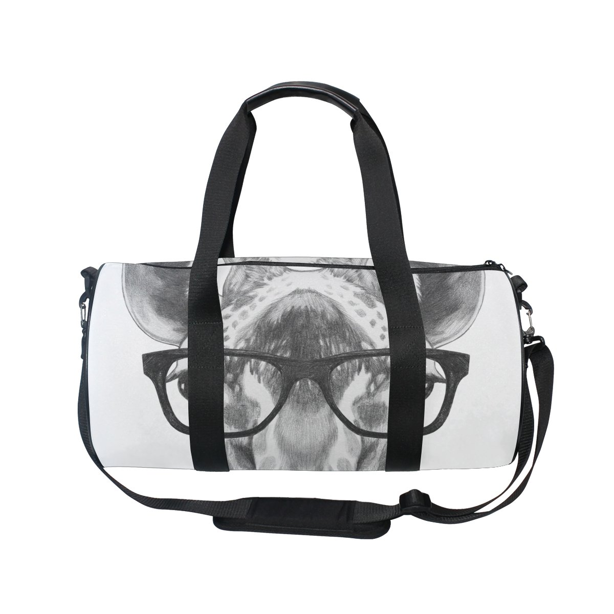 Evolutions Giraffe Print Glasses Travel Duffel Bag - Large Sports Gym Bag for Men & Women - Perfect for Workouts, Travel & Weekend Getaways