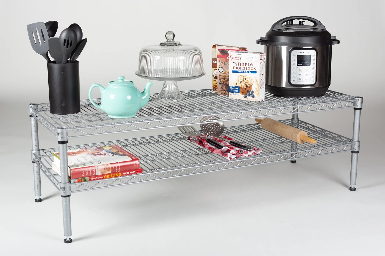 2-Tier Gray Starter Shelving Unit 14x30x36