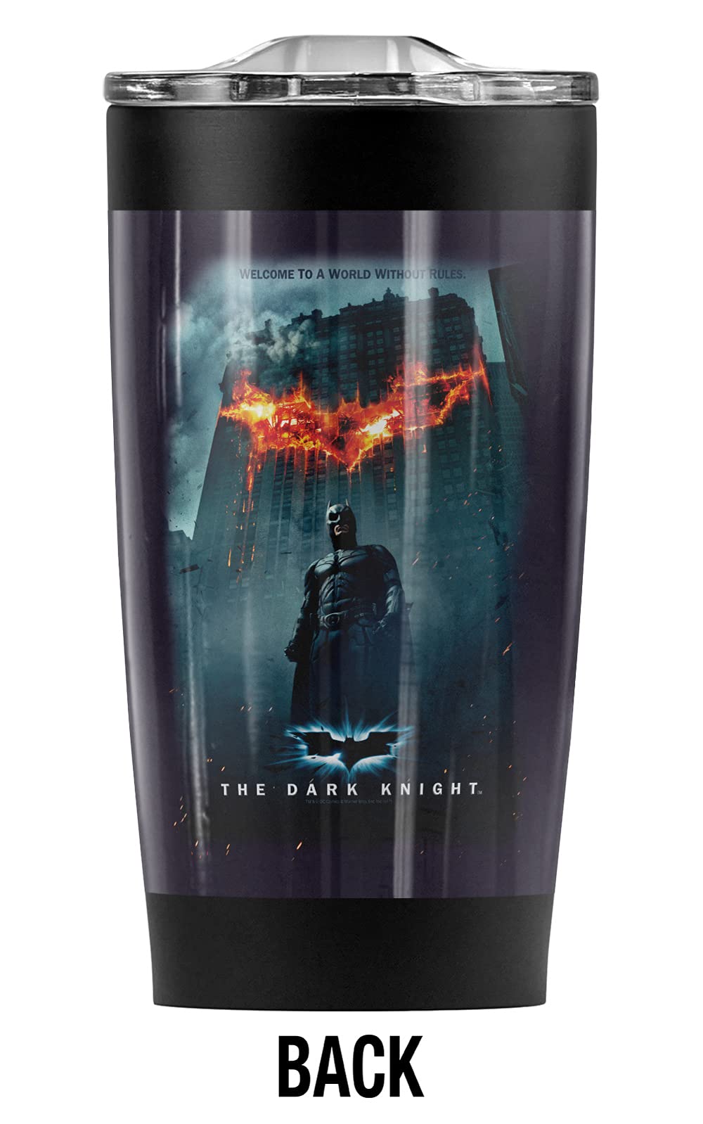 Batman Dark Knight Stainless Steel Tumbler 20 oz - Vacuum Insulated Coffee Travel Mug with Leakproof Lid - Double Wall Insulation for Hot & Cold Drinks - Perfect for Office, Gym, Camping & Car Commute