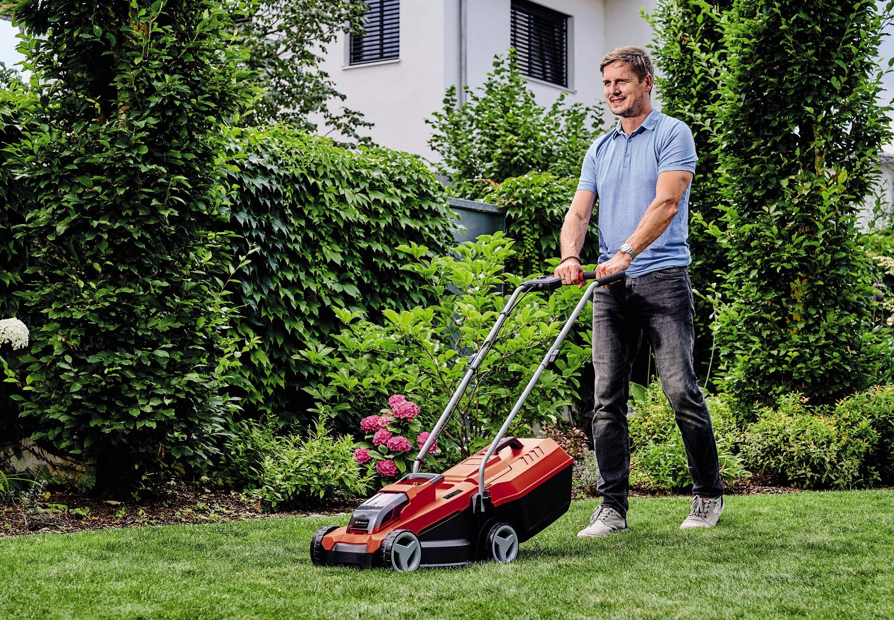 Einhell GE-CM 18/32 Li-Solo Power X-Change Cordless Lawn Mower - 18V, 32cm Cutting Width, Up to 250m² Coverage, Brushless Motor, 25L Grass Collection Bag, 30-70mm Cutting Height (Battery Not Included) - Perfect for Small to Medium Yards, Patios & Garden Maintenance