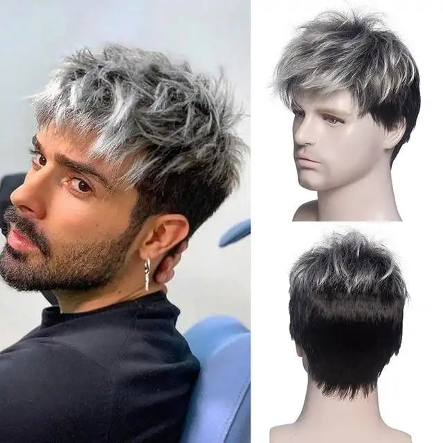 Heat-Resistant Synthetic Fiber Men's Wig - Zack Thomas Natural Look Hairpiece for Daily Wear & Cosplay