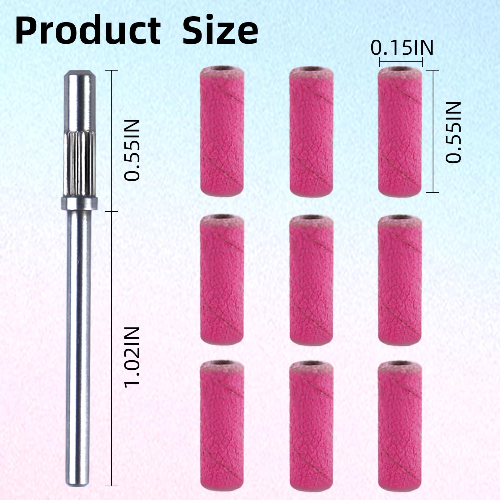 100 Pcs 240 Grit Pink Nail Sanding Bands for Drill - Professional Fine Grit Mini Sanding Bits with 3.1mm Mandrel - Perfect for Acrylic Nails, Manicures & Pedicures at Home or Salon