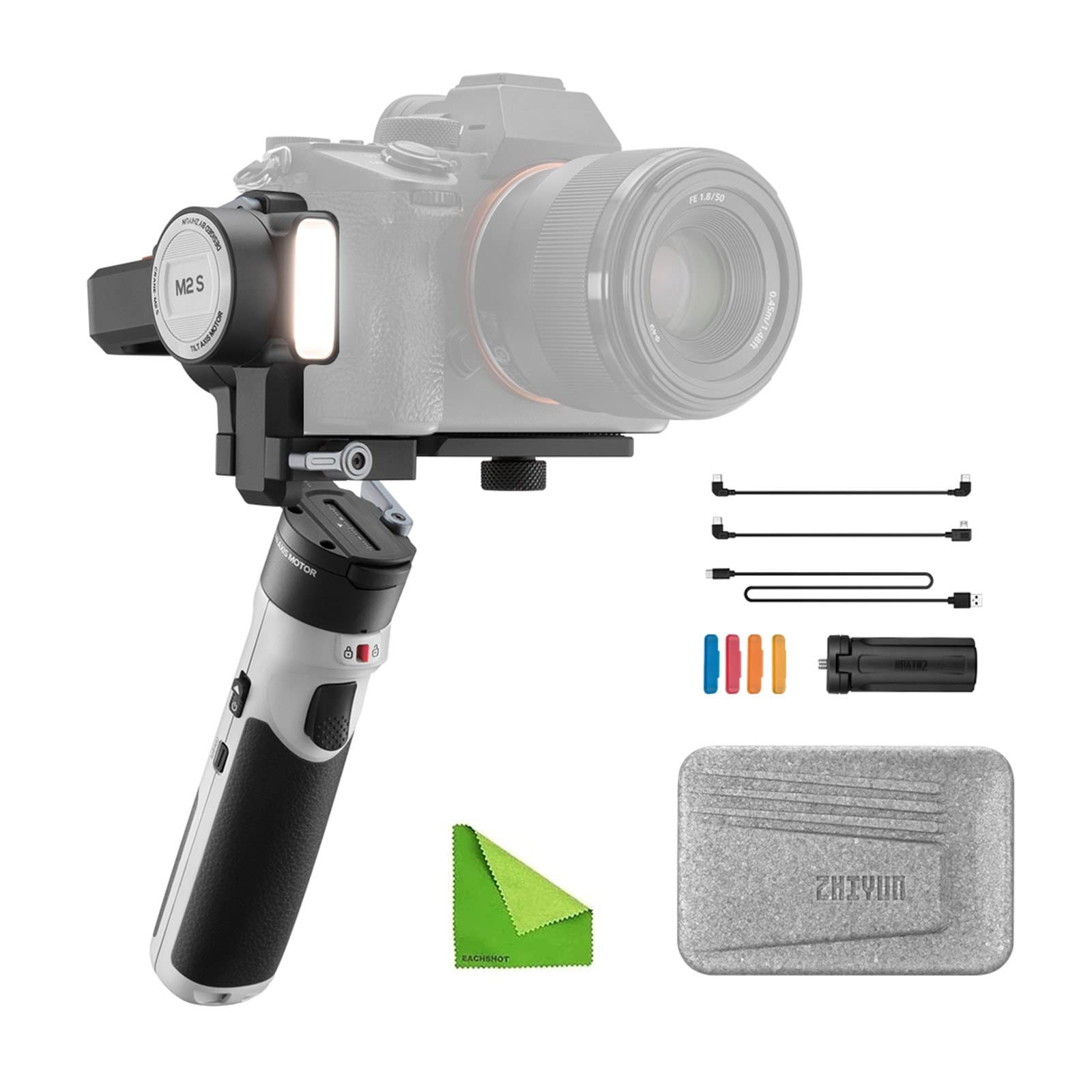 Zhiyun Crane M2S 3-Axis Handheld Gimbal Stabilizer for Mirrorless Cameras, Smartphones, Action Cameras - Compatible with Sony A6000/A6300/A6500/A6100, GoPro Hero 7/8/9/10, iPhone 13/12/X/XS Pro Max - Perfect for Vlogging, Travel Filming & Content Creation
