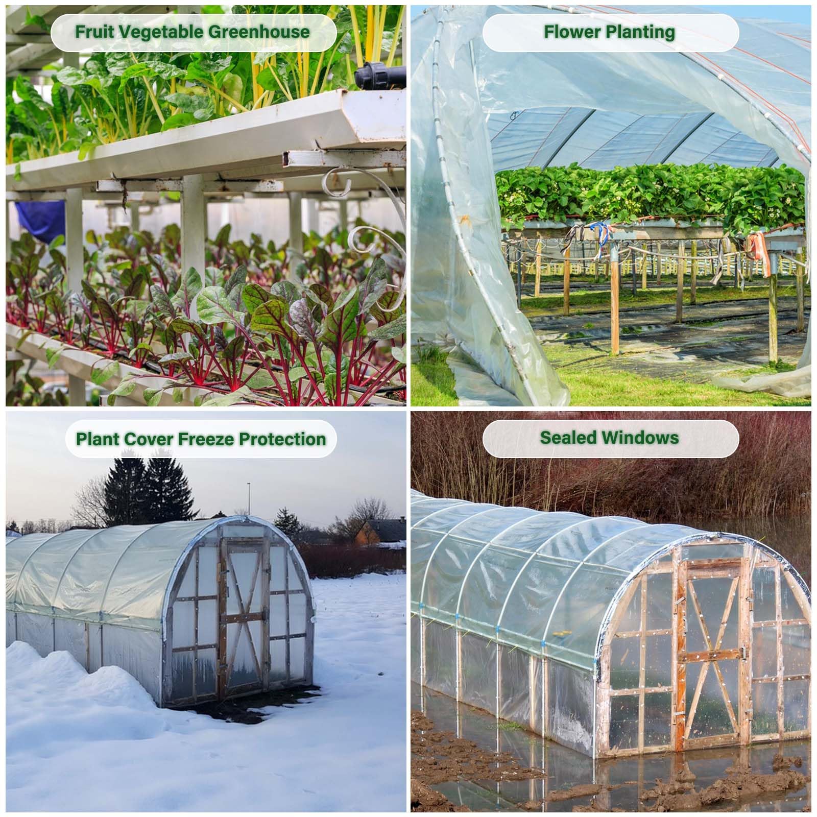 6 Mil Clear Greenhouse Plastic Sheeting 32 x 40FT - Heavy Duty UV Resistant Polyethylene Film for Gardening & Farming - High Light Transmission, Weatherproof Cover for Greenhouses, Plant Tunnels & Hoop Houses