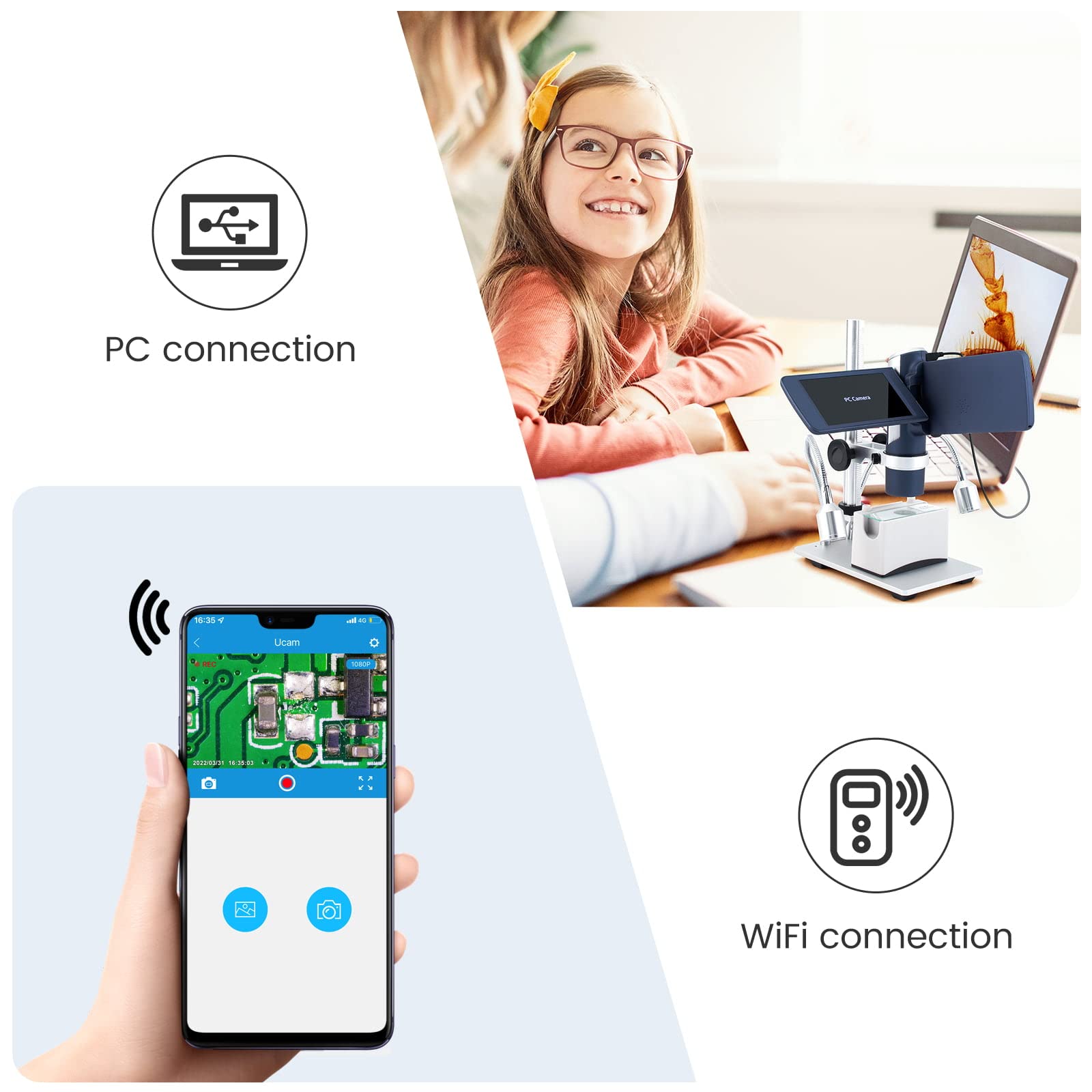 Andonstar AD203S 7X-220X HDMI Digital Microscope with 4