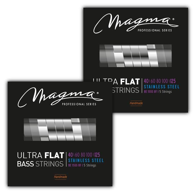 Magma Ultra Flat Electric Bass Guitar Strings - 5 String Light Gauge Stainless Steel (40-125) for 34