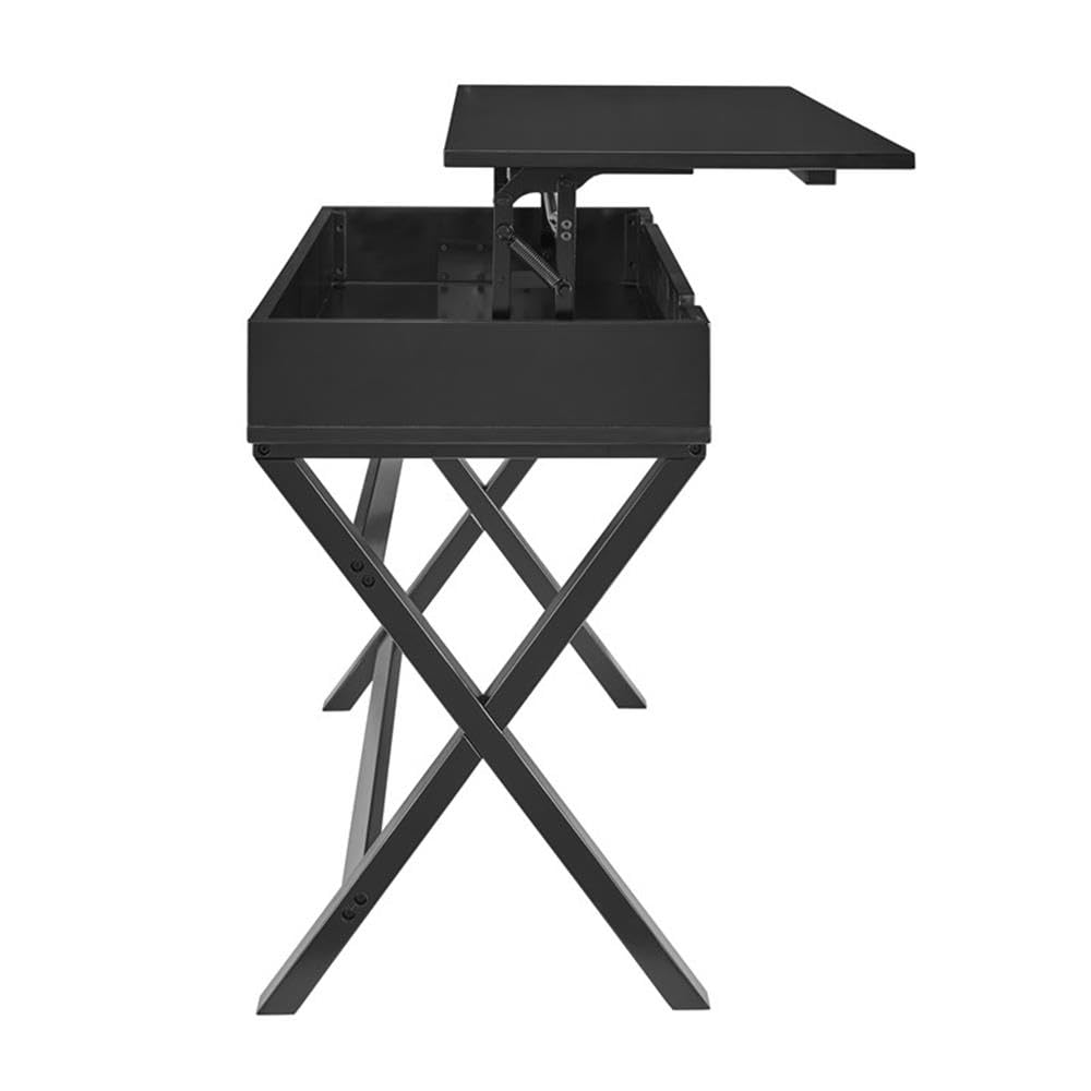 Black Lift-Top Standing Desk - Adjustable Height Wooden Computer Table for Home & Office Workspace
