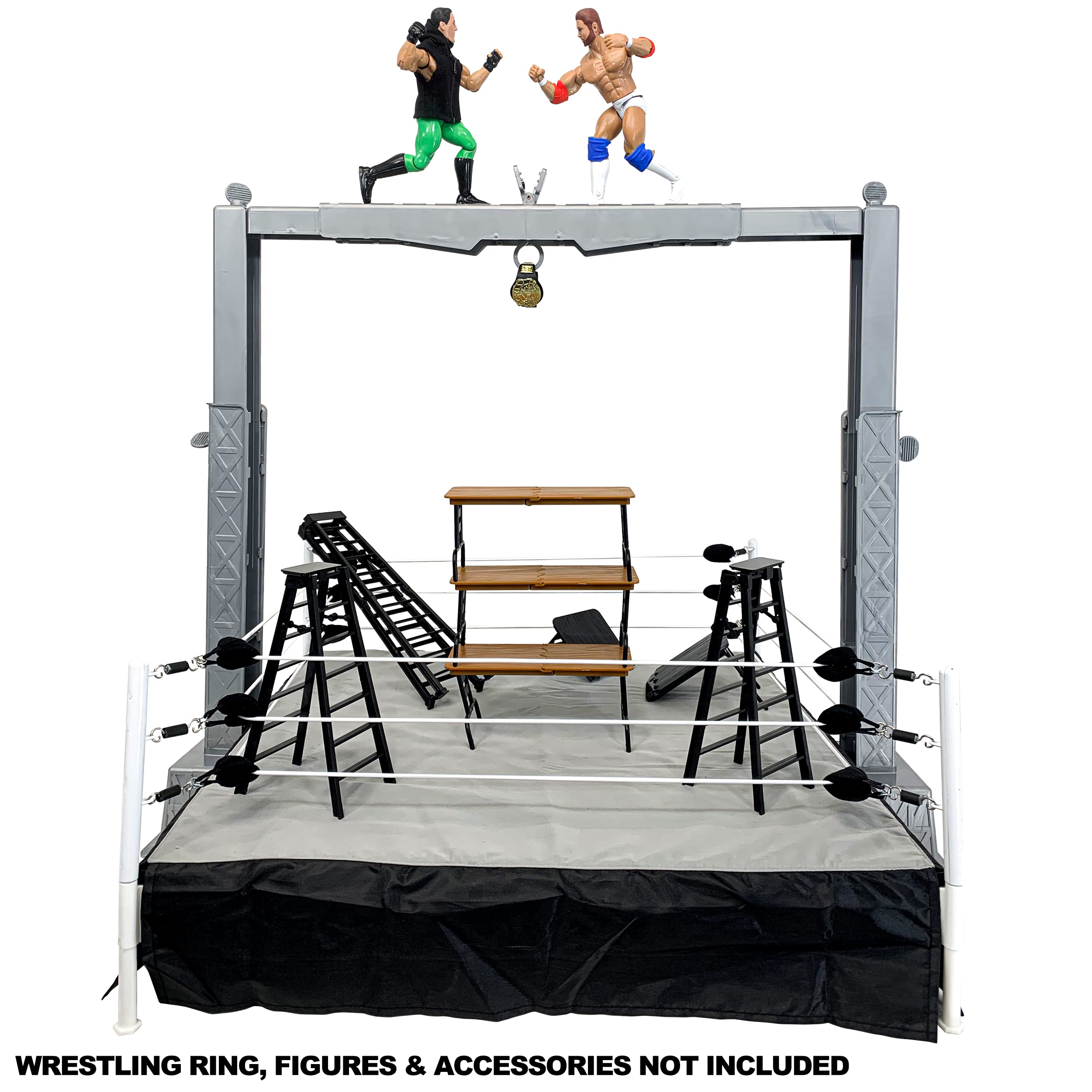 Premium Adjustable Wrestling Action Figure Playset with Accessories - Deluxe Grab The Gear Set for WWE & AEW Collectible Toys - Perfect for Kids' Playtime, Display & Role-Playing Battles