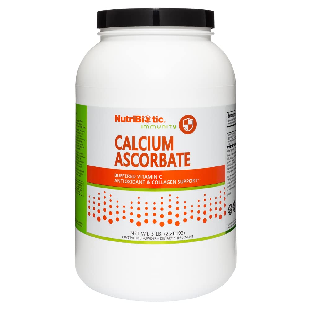 NutriBiotic Calcium Ascorbate Vitamin C Powder - 5 Lb Buffered Non-Acidic Supplement | Antioxidant & Collagen Booster | Gentle on Digestion | Gluten Free & Non-GMO | Immune Support & Skin Health for Daily Wellness
