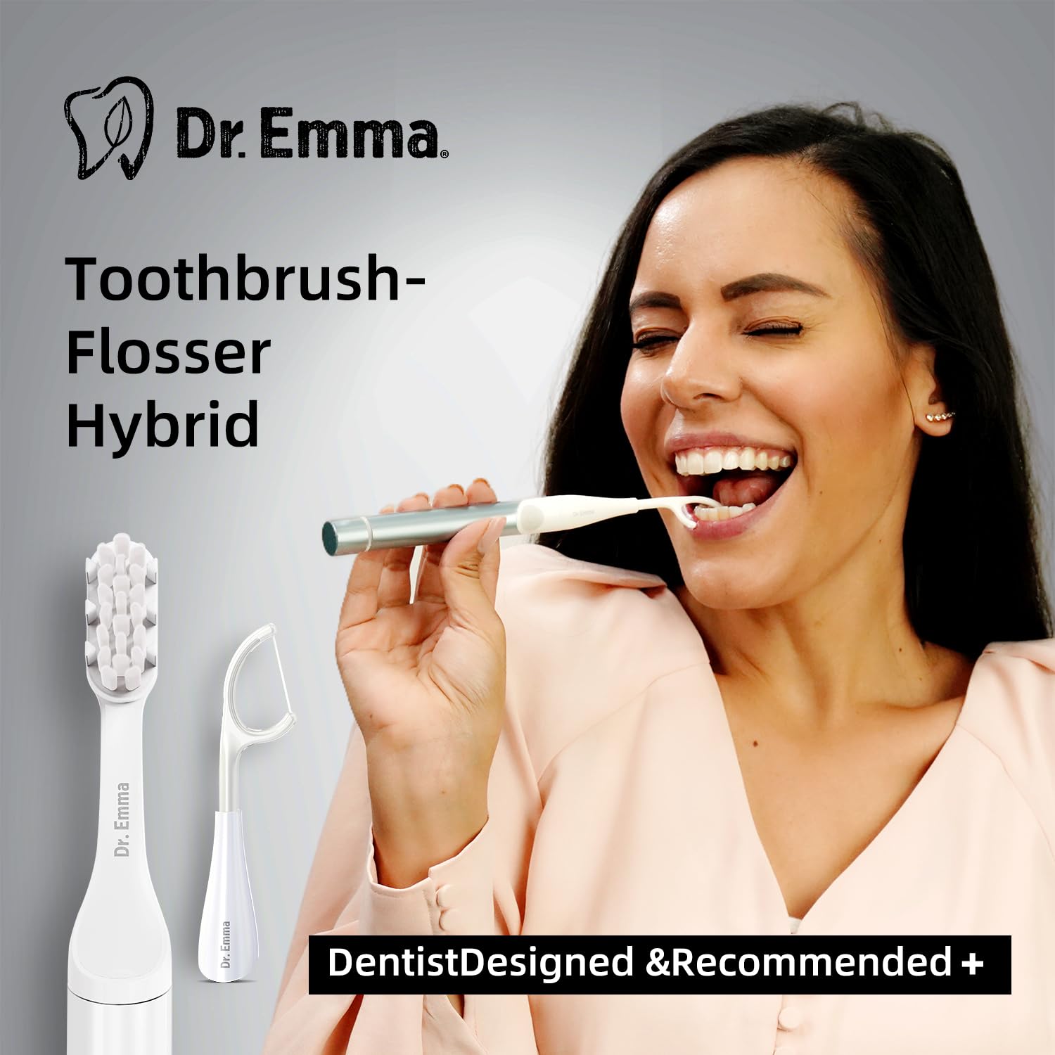Electric Vibration Flosser with 10 Replaceable Floss Picks & Toothbrush Head - Cordless Water Flosser Alternative for Adults - Professional Dental Cleaning Kit for Teeth & Gums Care - Perfect for Travel, Home & Nighttime Oral Hygiene