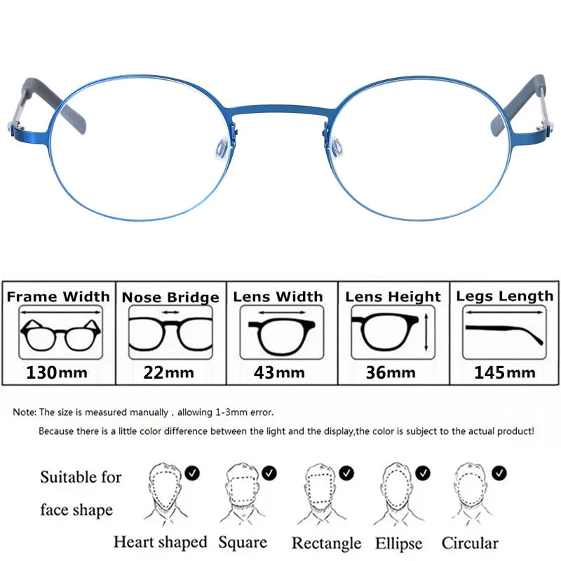 Aimee Women's Full Rim Oval Round Screwless Titanium Eyeglasses Frame - Lightweight & Durable for Work, Reading & Fashion