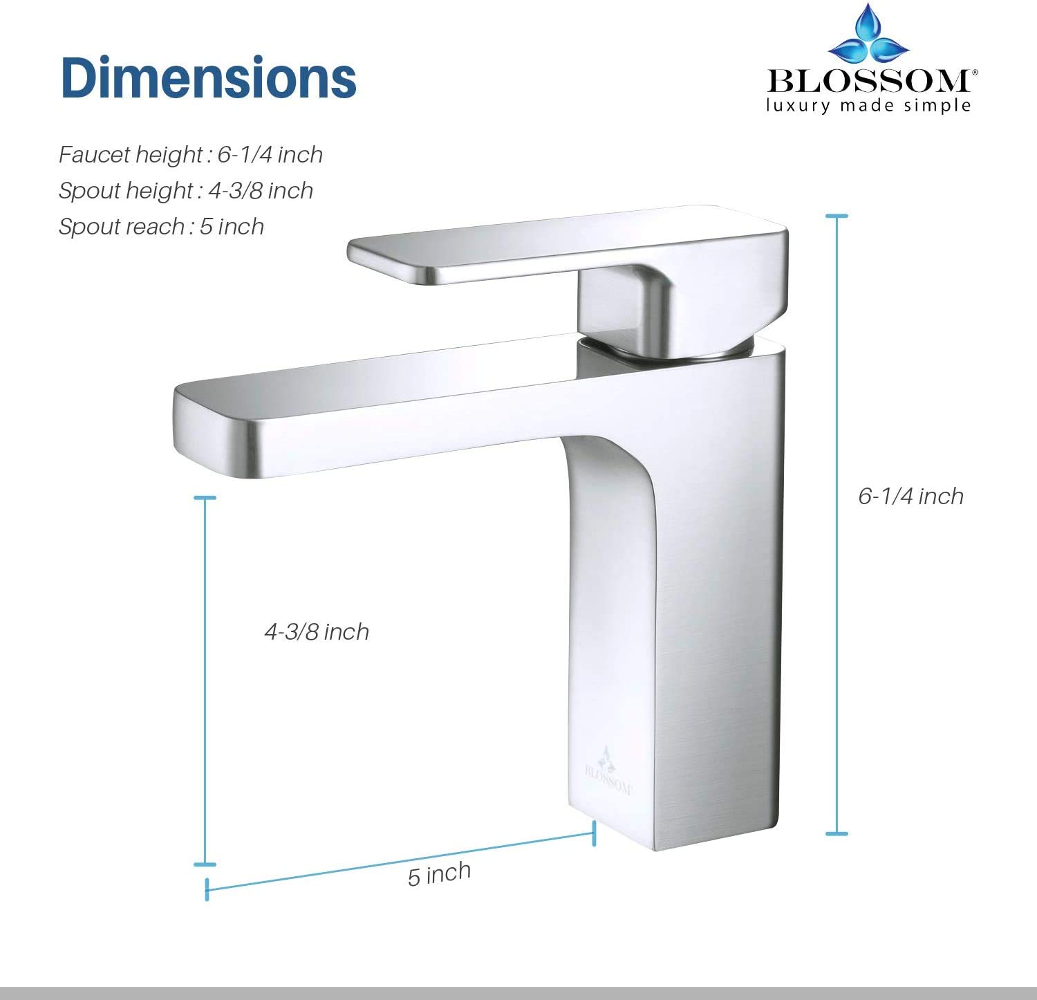 Brass Square Single Handle Bathroom Vanity Sink Faucet with Pop-Up Drain Set - Chrome Lavatory Sink Faucet Combo for Modern Bathroom & Powder Room Renovation
