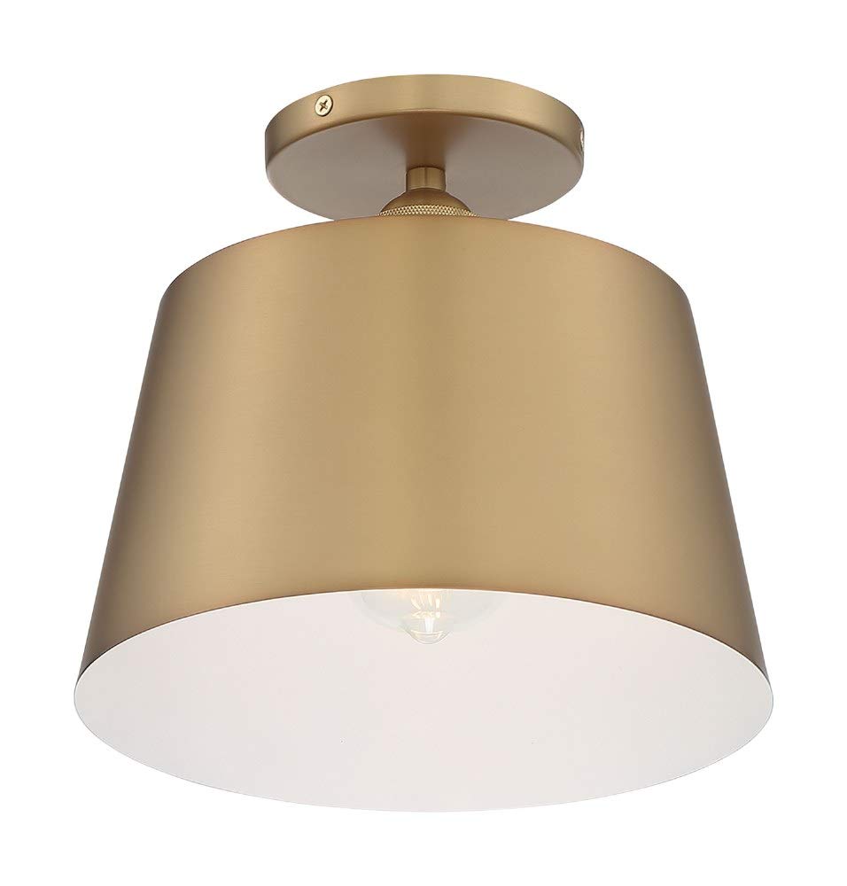 Nuvo Lighting 45923673214 One Light Semi Flush Mount Ceiling Fixture - Black and Gold Finish - Perfect for Bedroom, Hallway or Entryway Lighting