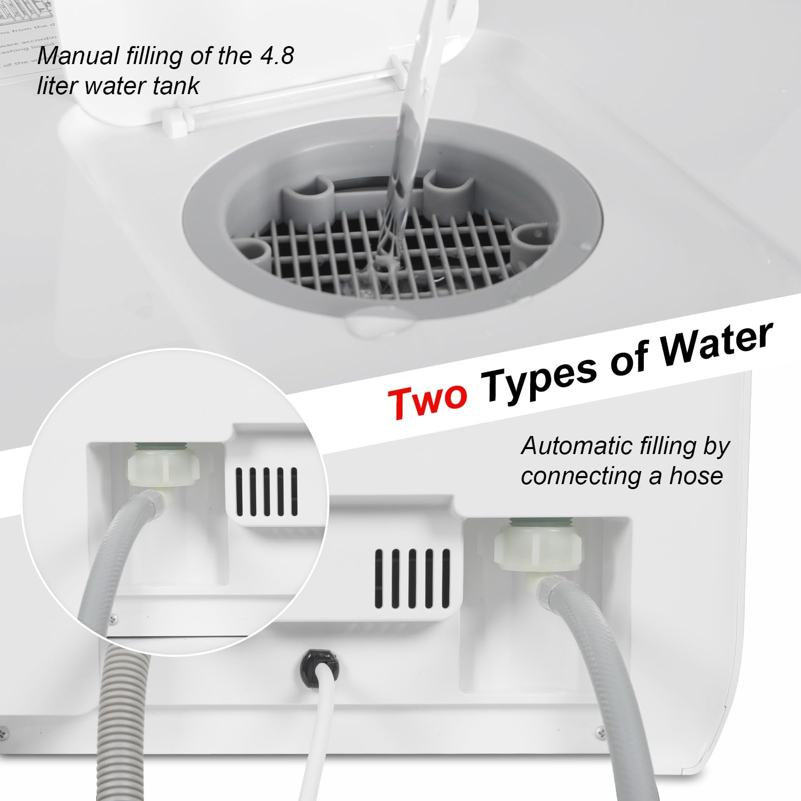 Portable Countertop Dishwasher with 6+4 Wash Programs | Built-in 5L Water Tank | Dual Water Supply Modes | Touch Control & LED Display | Drying Cycle & Fruit Wash Function | Perfect for Apartments, RVs, Dorms & Small Kitchens