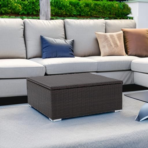 Christopher Knight Home Santa Rosa Outdoor Wicker Coffee Table with Storage - Weather-Resistant Multibrown Rattan Side Table for Patio, Garden, Poolside & Backyard Decor