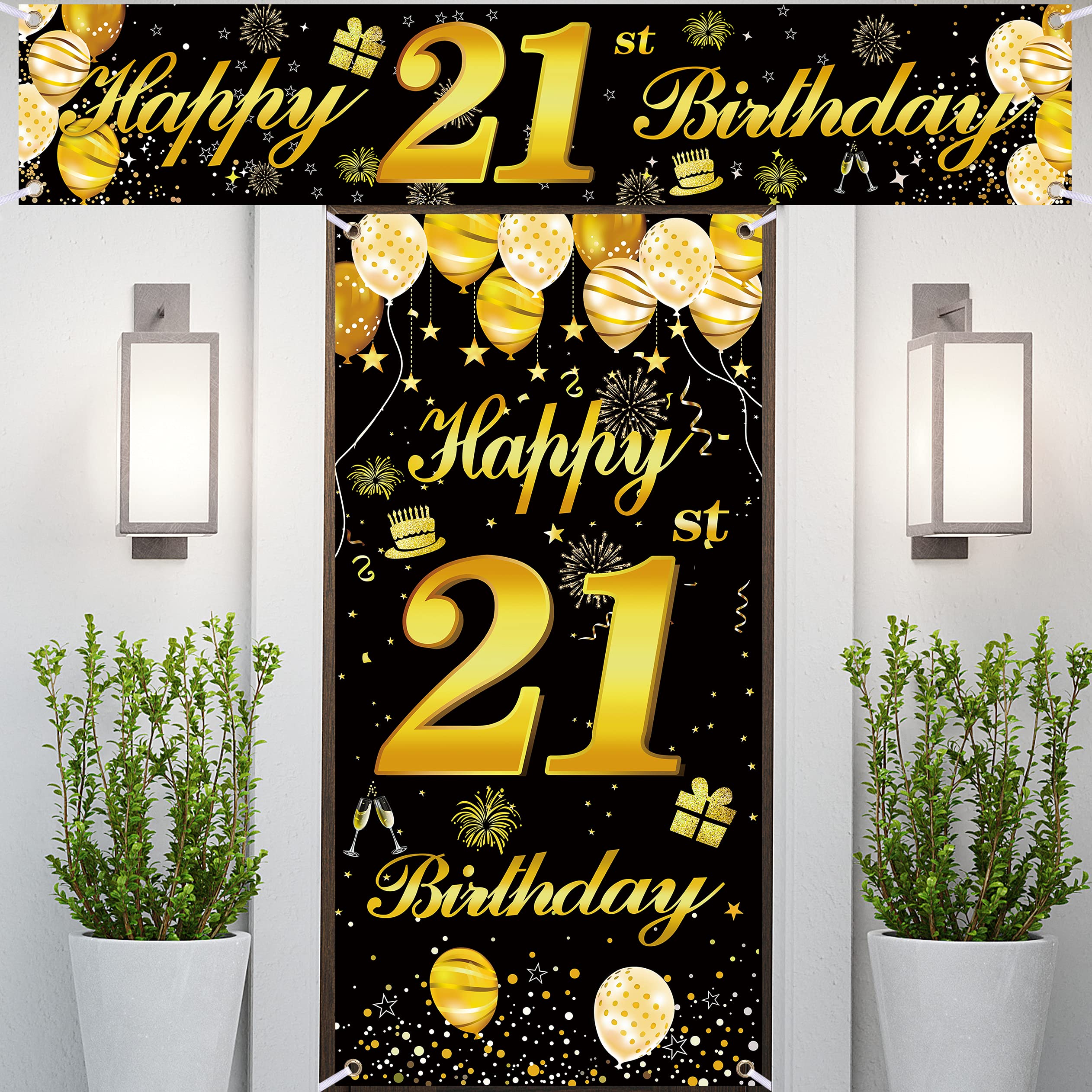 21st Happy Birthday Banner - Party Decorations for Men, Birthday Backdrop & Door Sign - Perfect for Adult Birthday Parties, Milestone Celebrations & Photo Backdrops