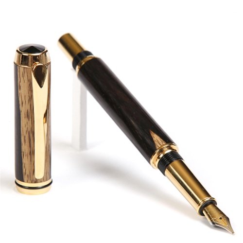 Lanier Pens Baron Fountain Pen - Tennessee Gold Finish - Two-Tone Blackwood Barrel - Premium Writing Instrument for Calligraphy, Business Signatures & Gift Giving