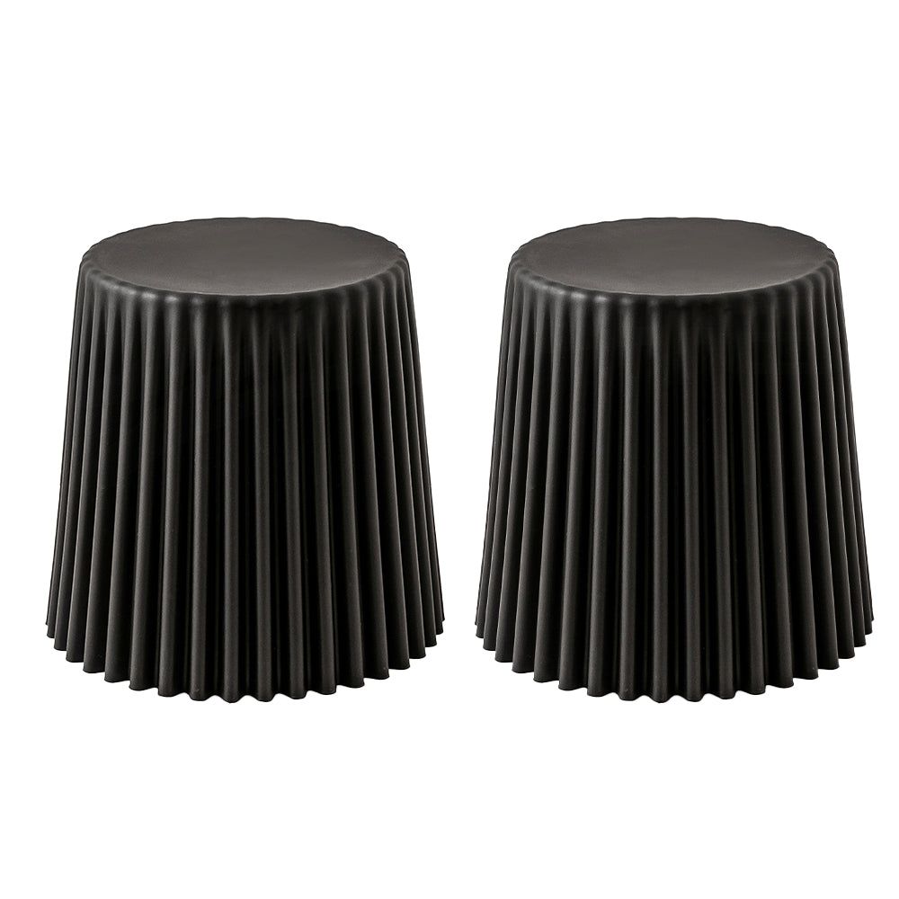 2-Pack Black Plastic Cupcake Bar Stools - Durable & Stylish Foot Stools for Kitchen, Bar, or Dining Room Decor