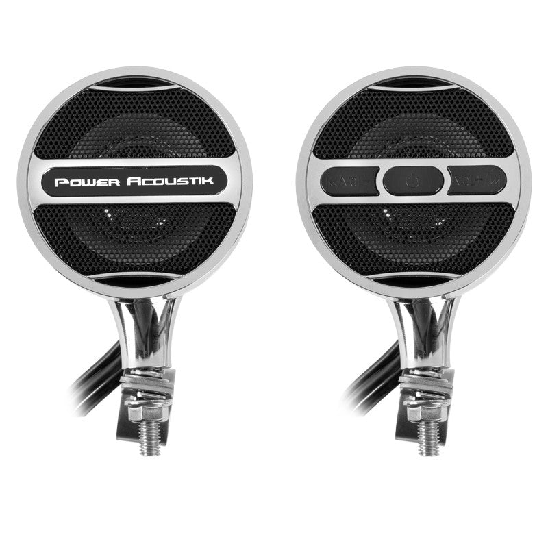 Power Acoustik MCS 22C 3-Inch Motorcycle Handlebar Mounted Amplified Speaker System - Chrome Finish for Harley, Honda, Yamaha & More - Perfect for Road Trips & Outdoor Adventures