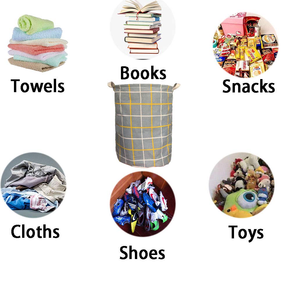 2 Pack Thickened Laundry Hampers with Sturdy Handles - Waterproof Drawstring Cotton Linen Collapsible Storage Basket (17