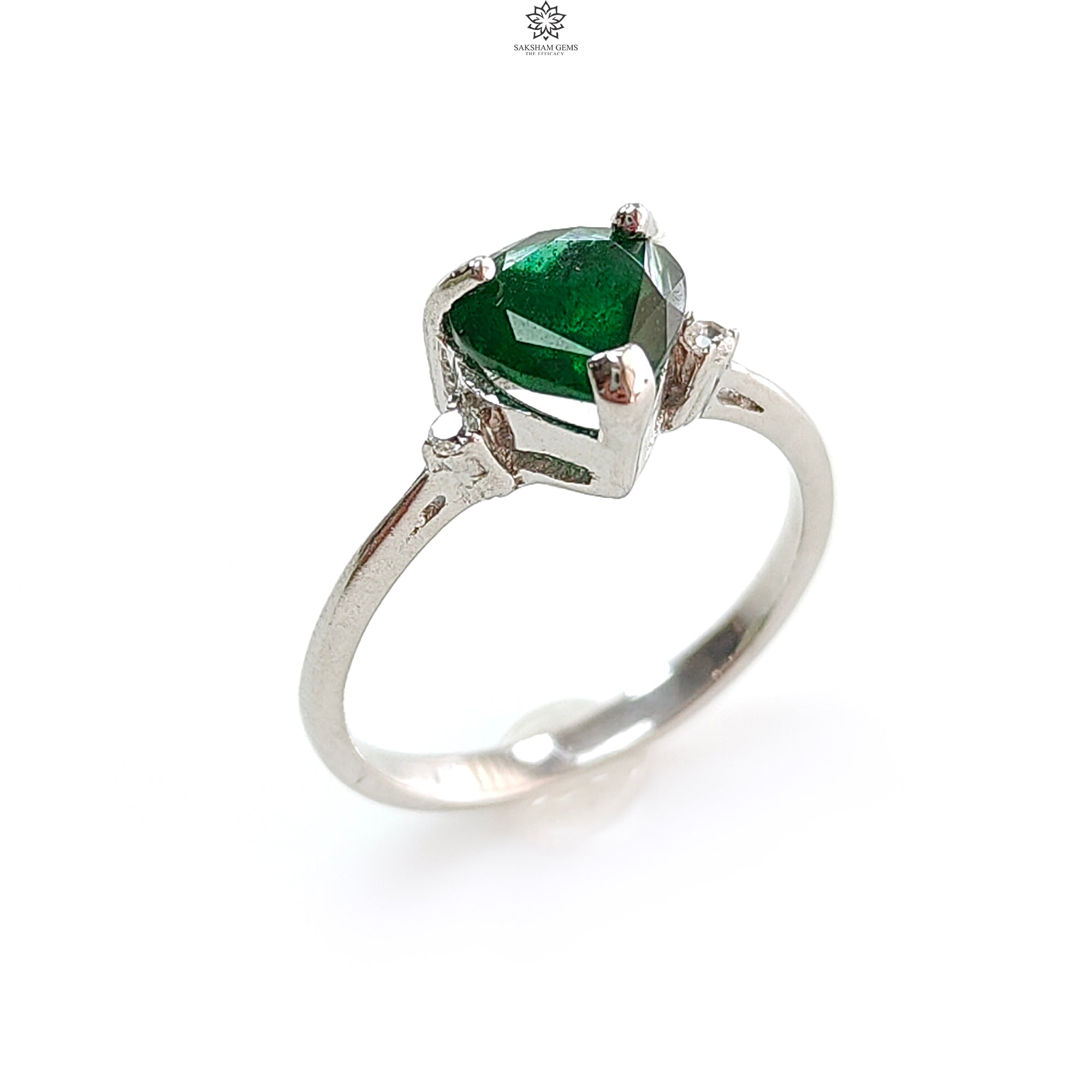 Natural Emerald Heart Ring - 1.67g Genuine Untreated Emerald Faceted Cut in 925 Sterling Silver Prong Setting, Size 5.5 US | Elegant Jewelry Gift for Women, Perfect for Valentine's Day, Anniversary & Special Occasions