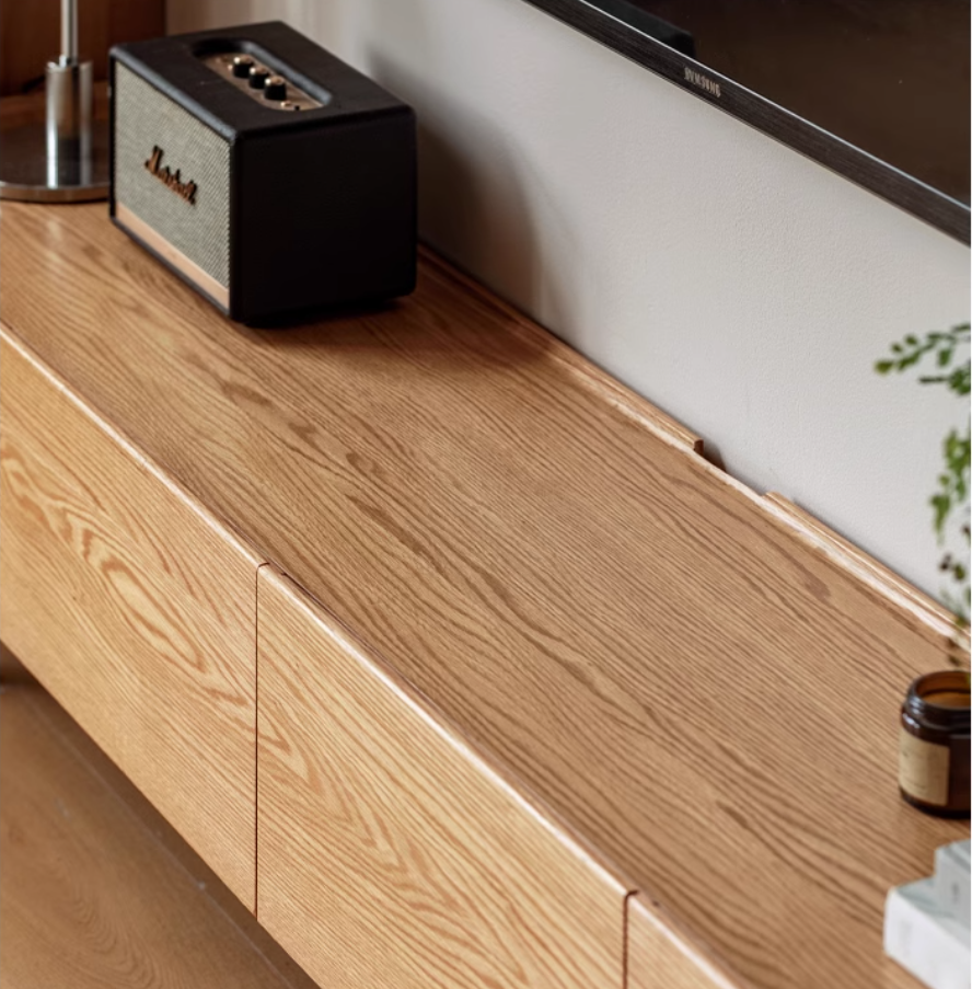 Solid Oak Wood Modern TV Stand with Storage Cabinet - Stylish Living Room Entertainment Center for TV, Media & Display
