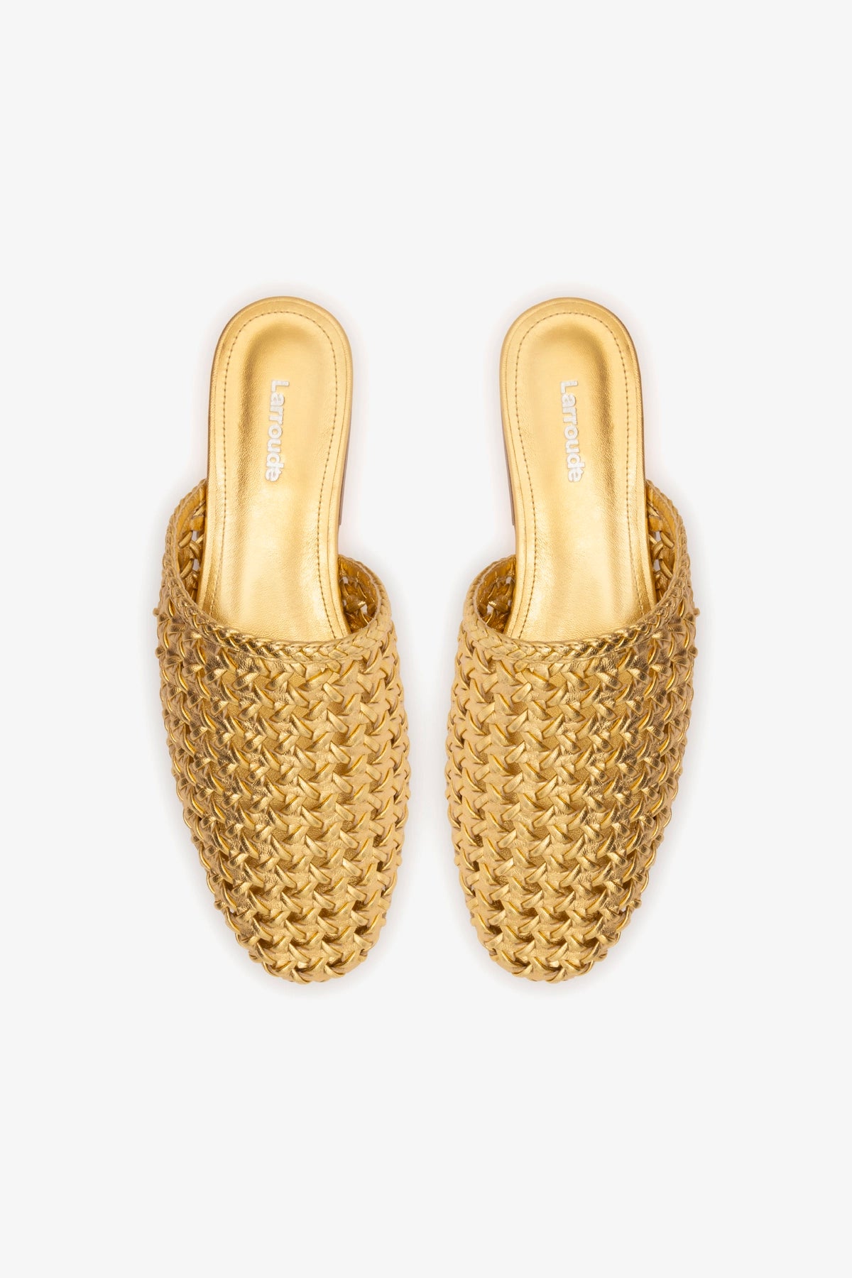 Venice Macrame Flat Mule Sandals - Gold Metallic Leather Slip-On Shoes for Women | Comfortable Bohemian Summer Shoes for Beach, Vacation & Casual Outfits