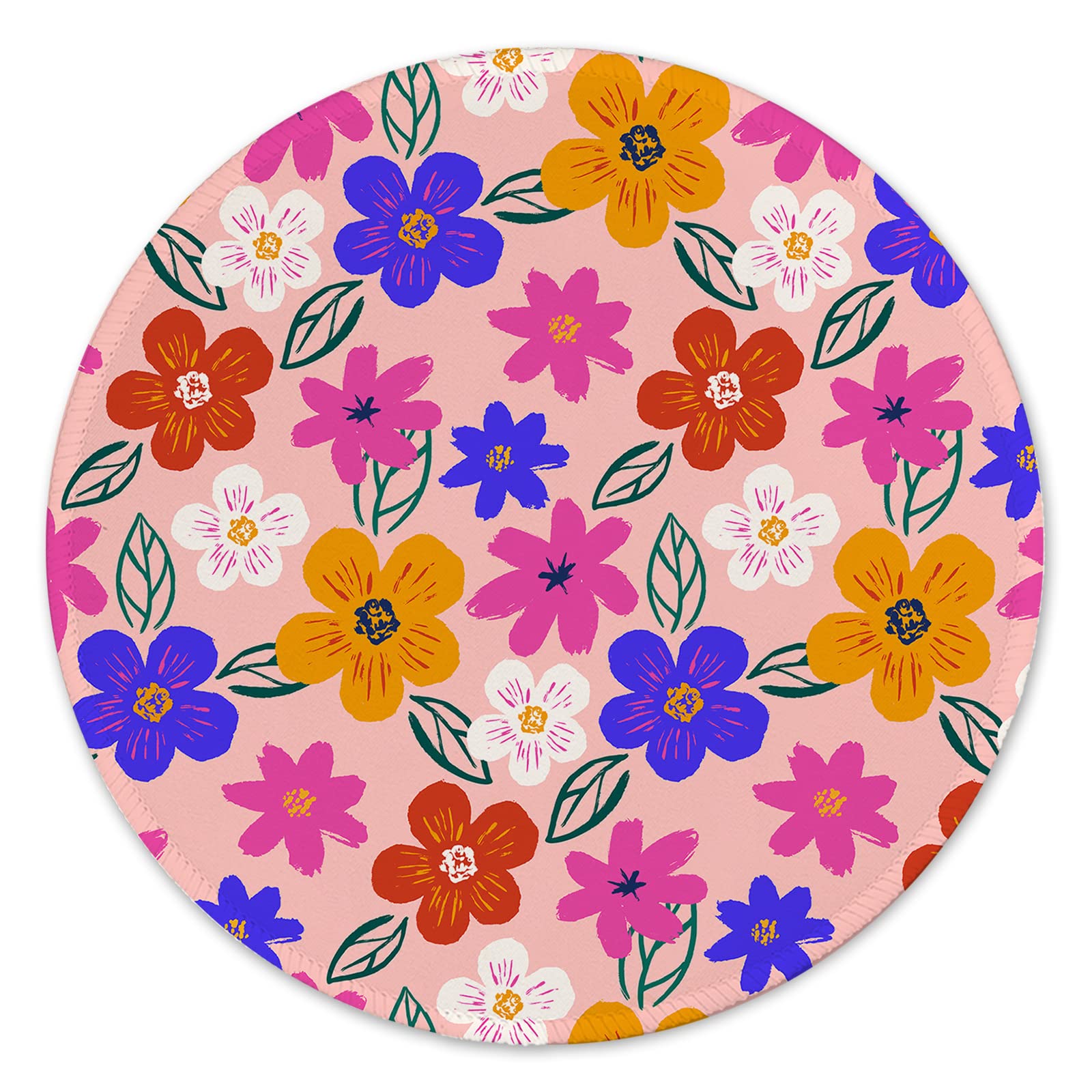 Premium Round Gaming Mouse Pad - Non-Slip Rubber Base with Stitched Edge (7.9