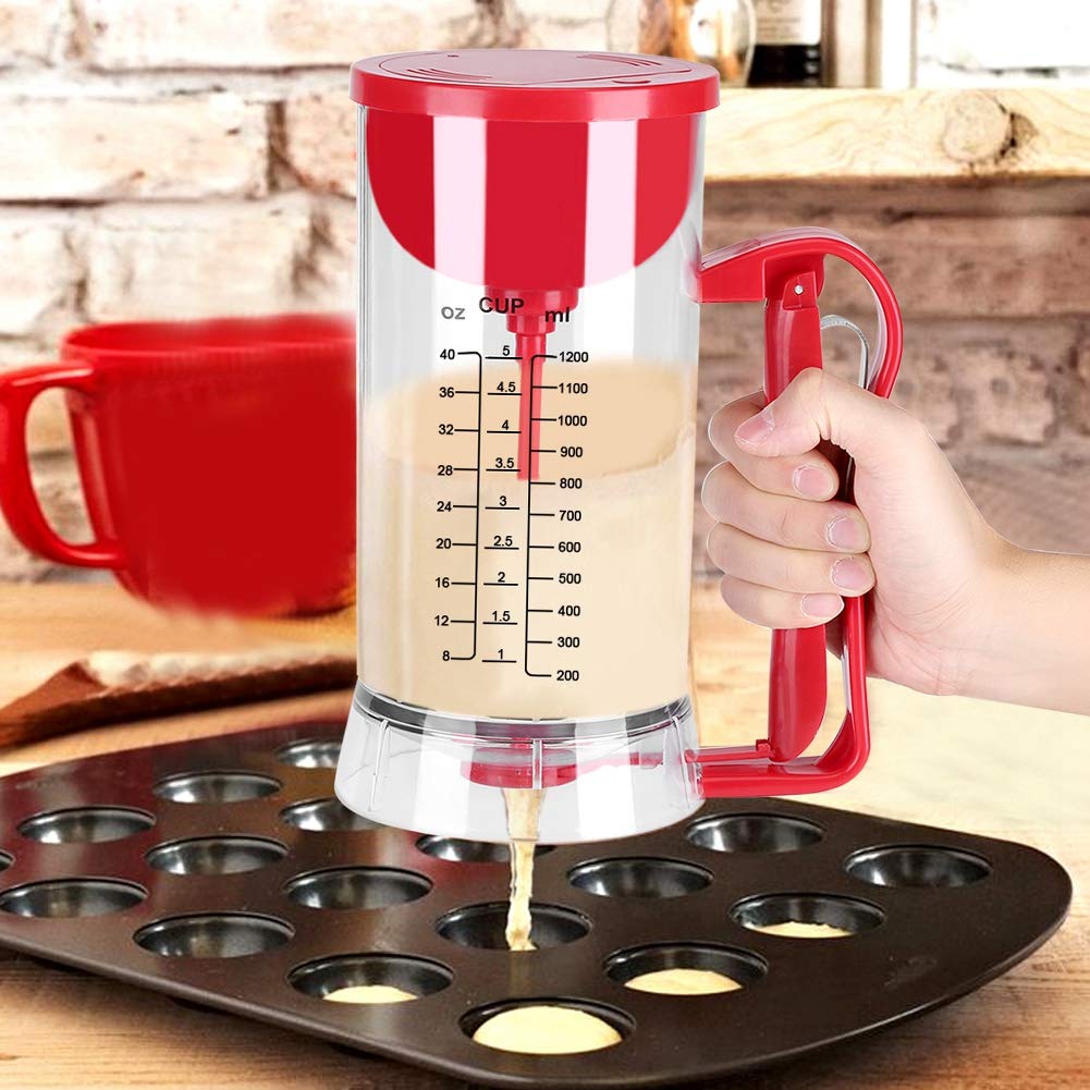Cordless Electric Batter Mixer Dispenser - Battery Powered Pancake, Cupcake & Waffle Batter Maker Machine for Easy Breakfast & Dessert Preparation