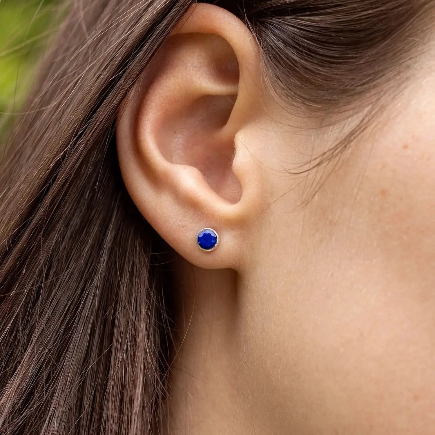 Lapis Lazuli Mini Stud Earrings - Rose Gold Plated September Birthstone Jewelry - Perfect Gift for Women, Girls, Birthday, Anniversary & Everyday Wear