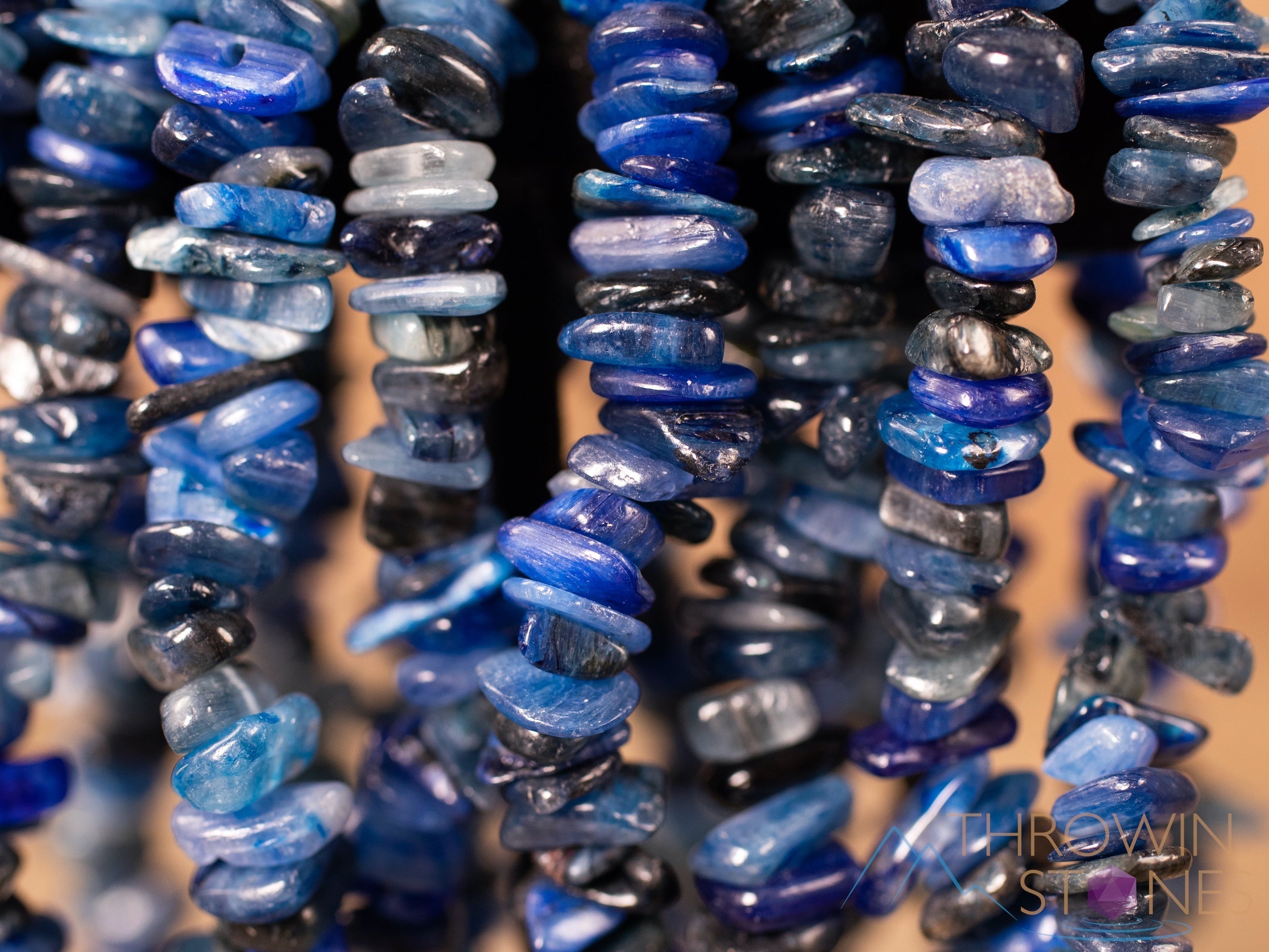 Blue Kyanite Crystal Bracelet - Handmade Healing Beaded Bracelet with Chip Beads (E1370) | Spiritual Energy, Meditation & Stress Relief Jewelry