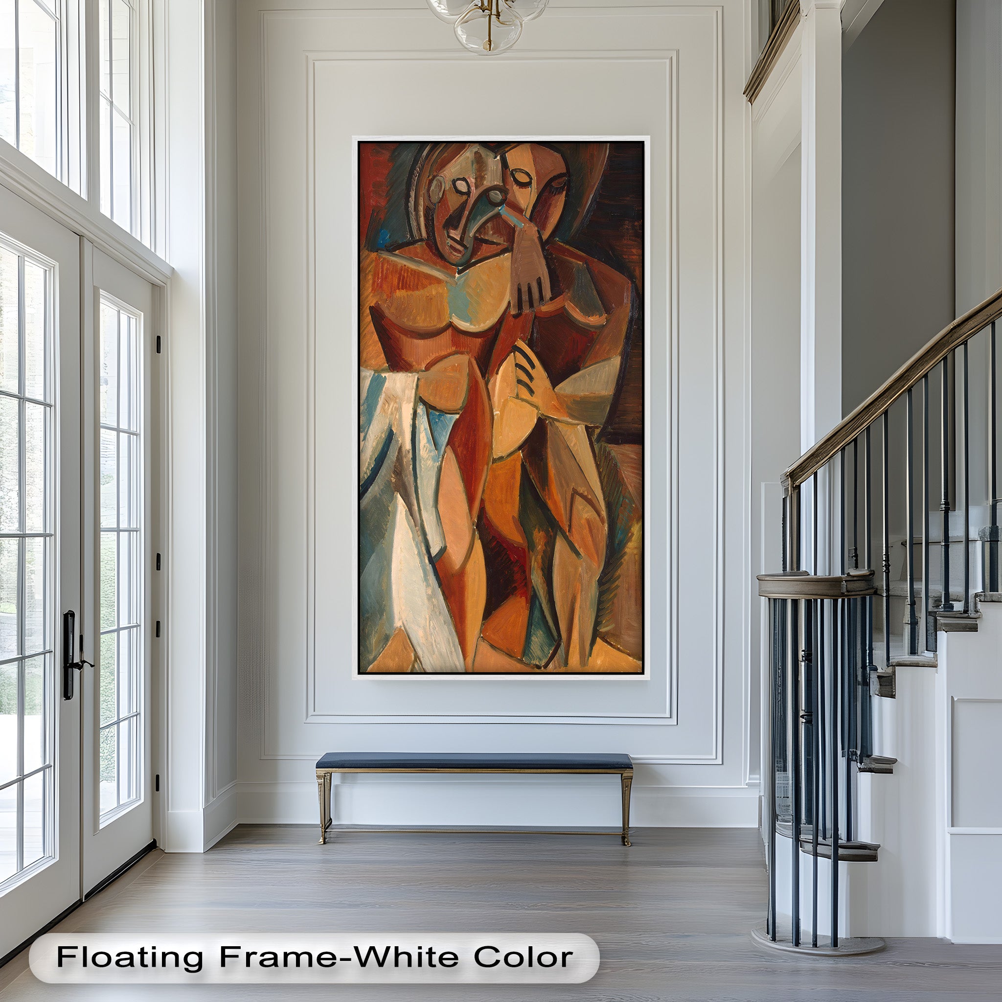 Abstract Earth Tone Picasso Oil Painting - Modern Art Wall Decor for Living Room, Office & Bedroom