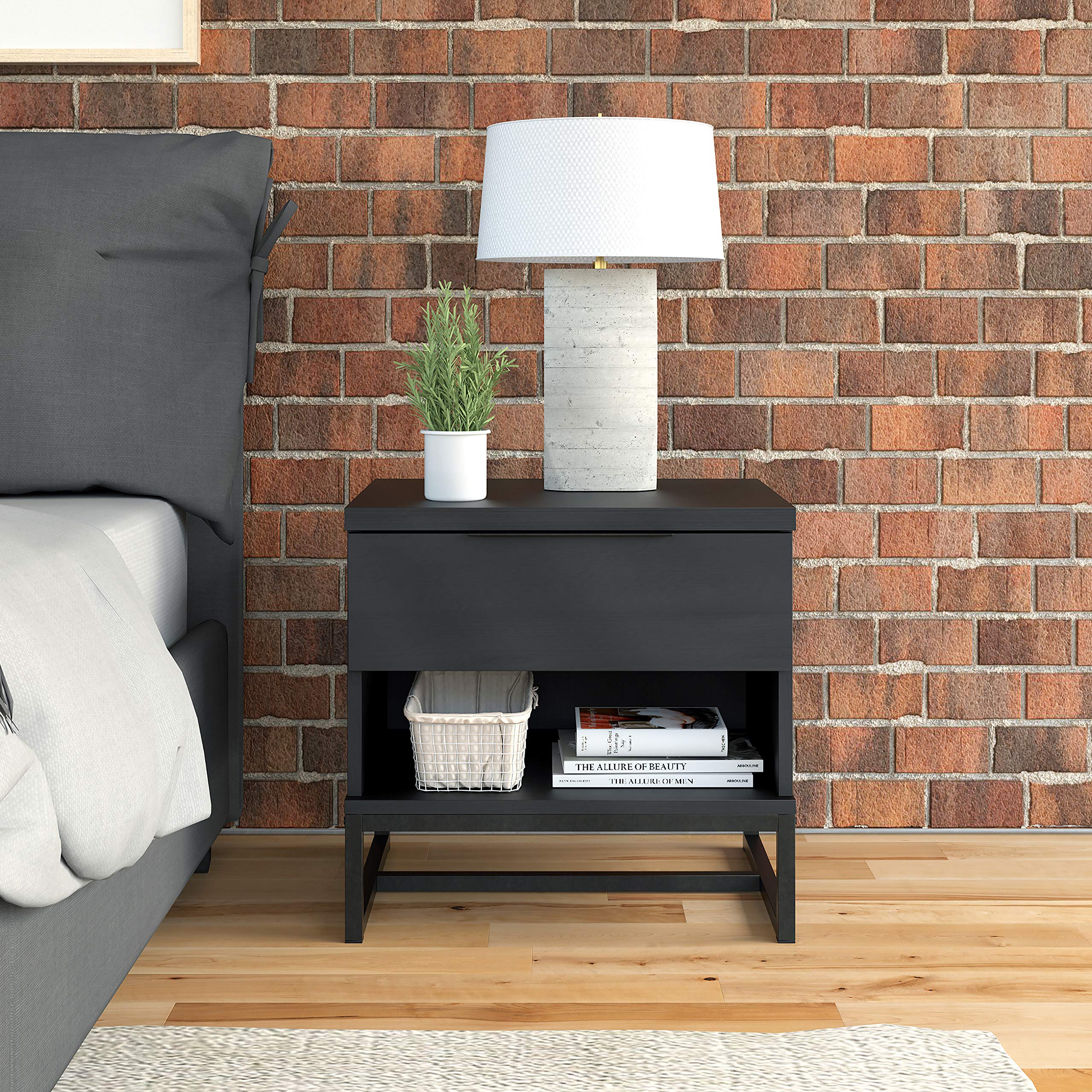 Boyd Sleep Catania Contemporary Wood Finish 5-Piece Drawer Nightstand - Modern Black Bedside Table for Bedroom, Living Room & Guest Room Storage