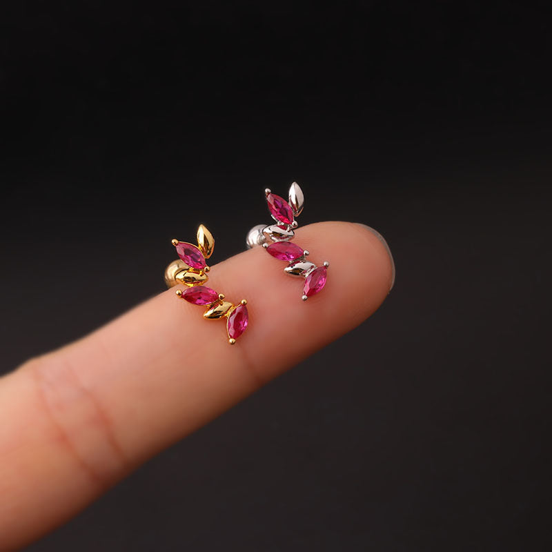 16G Cartilage Stud Earrings - Long Curved Flat Back Earrings for Women | HSPJ722 | Perfect for Daily Wear, Parties & Gifts