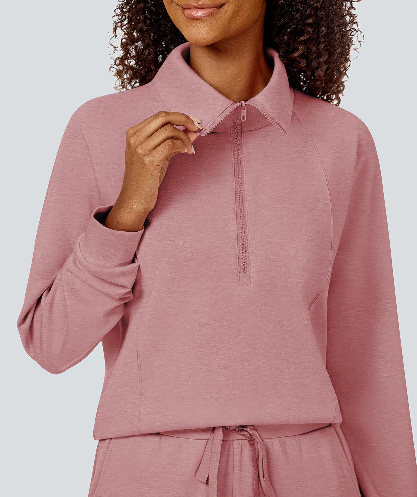 Women's 2 Piece Sweatsuit Set - Lapel Half Zip Sweatshirt & Lounge Sweatpants | 2024 Fall Matching Outfits for Casual Wear, Home Relaxation & Street Style