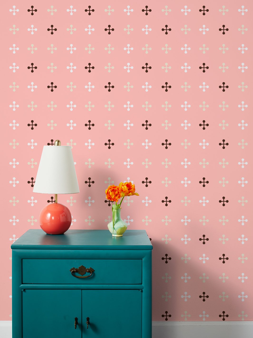 Fisher Price™ Jacks Wallpaper - Pink & Chocolate Brown Design for Kids Room Decor & Nursery Wall Covering