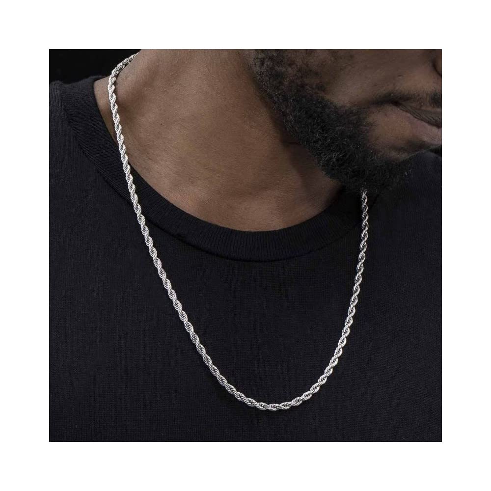 Verona Jewelers 925 Sterling Silver 4MM Italian Diamond-Cut Rope Chain Necklace for Men & Women - Braided Twist Silver Jewelry (16-36 Inch) - Perfect for Gifts, Weddings & Everyday Elegance