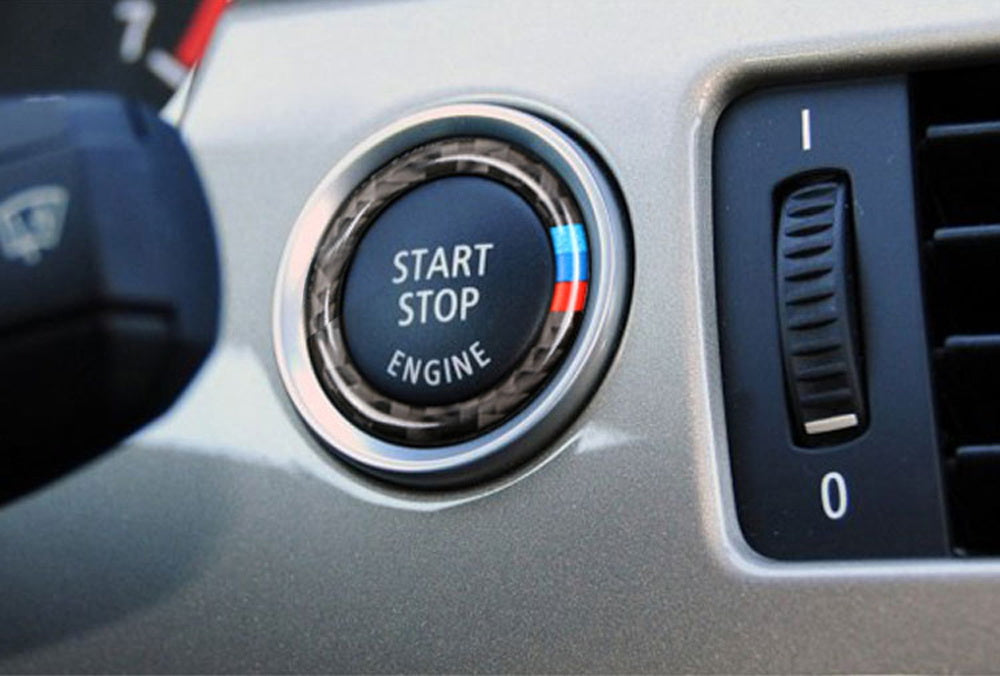 Carbon Fiber Engine Push Start Button Ring for BMW E90 E92 325i 328i 330i 335i (2006-2012) - Premium Interior Upgrade for Enhanced Driving Experience