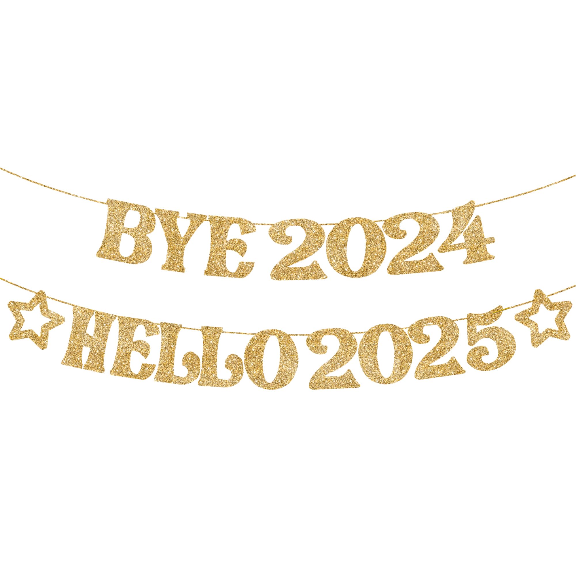 KatchOn Gold Glitter New Year Banner 2025 - No DIY Required | Happy New Year 2025 Decorations | NYE Party Supplies for 2025 Celebrations | Perfect for Home, Office & New Year's Eve Party Decor