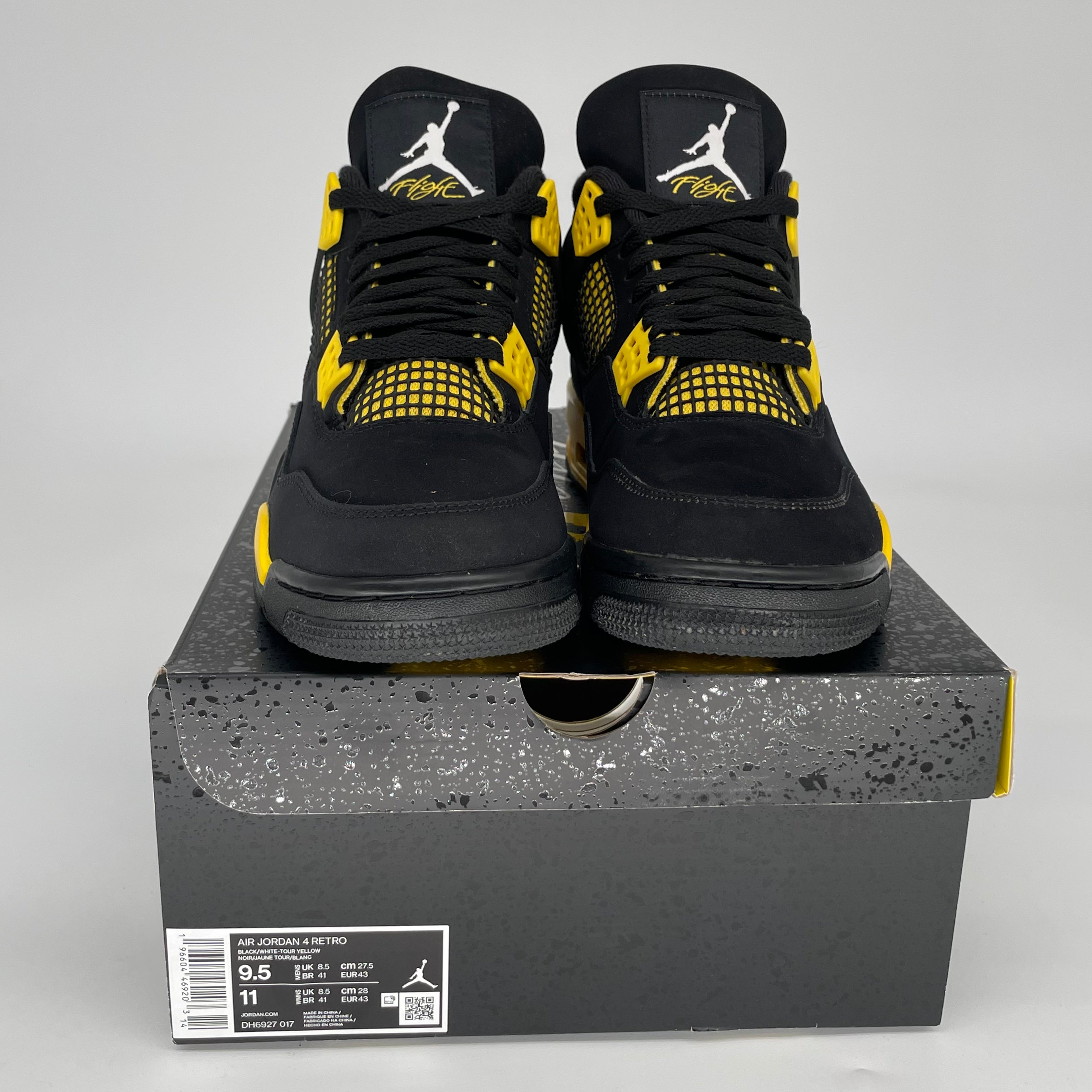 AIR JORDAN 4 THUNDER Retro Sneakers - Men's Size 9.5 (DH6927-017) - Authentic Basketball Shoes for Sports & Streetwear Fashion