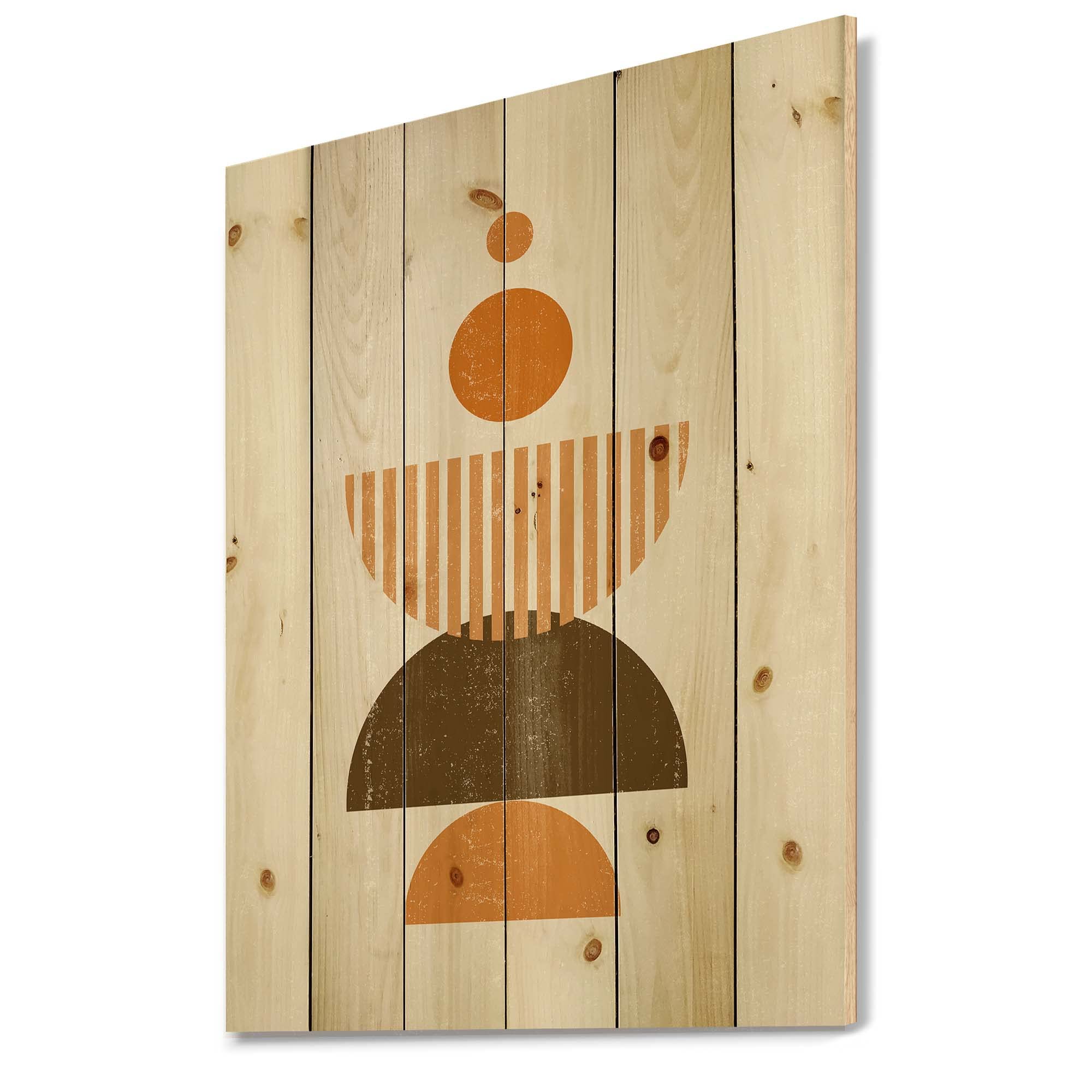 Abstract Minimal Sun and Moon Wood Wall Art - Modern Earth Tone Geometric Decor, Large Pine Wood Panel for Living Room, Bedroom & Office