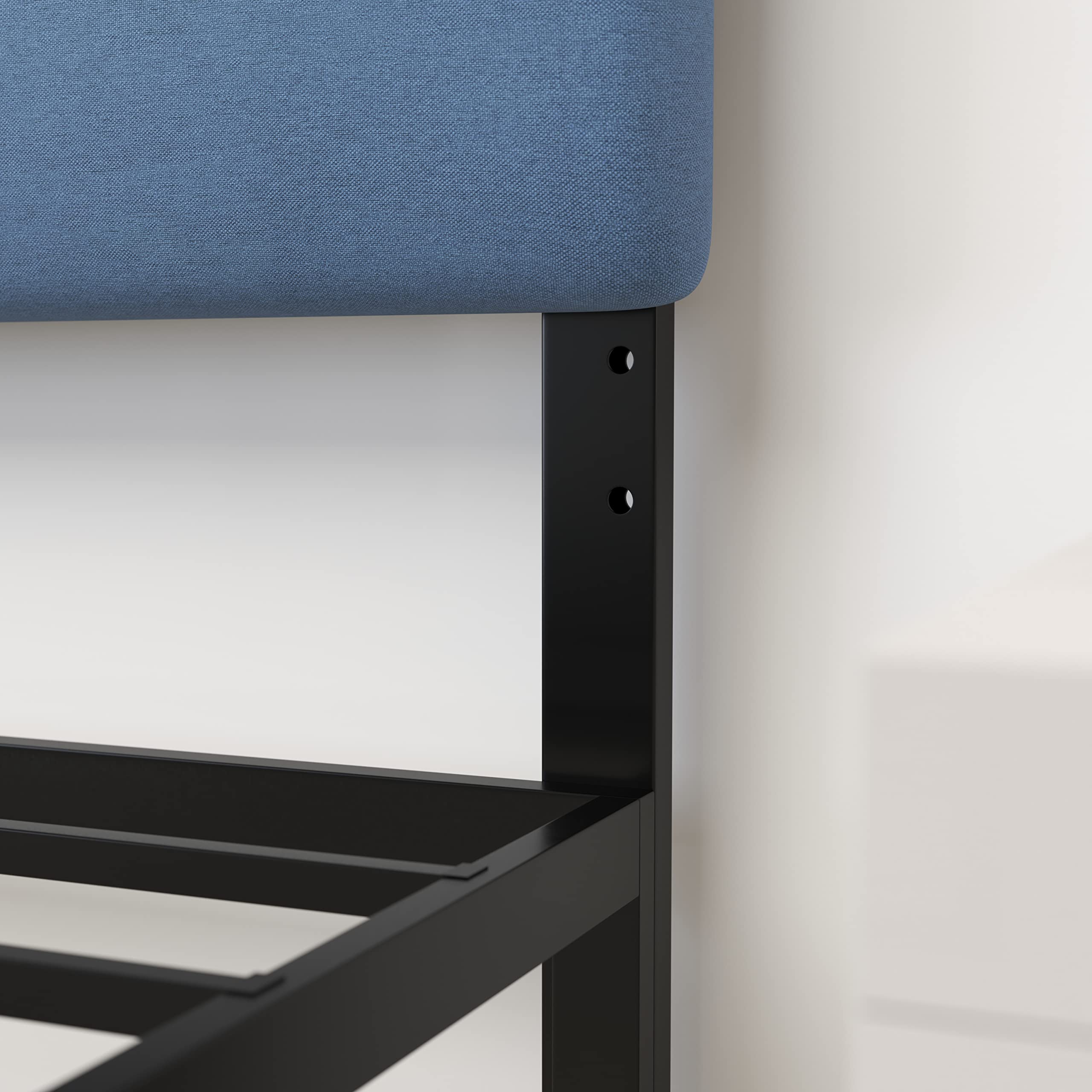 Merrick Lane Coppola Upholstered Queen Size Headboard - Blue Button Tufted Fabric with Metal Adjustable Legs - Fits Standard Bed Frames - Perfect for Master Bedrooms & Guest Rooms