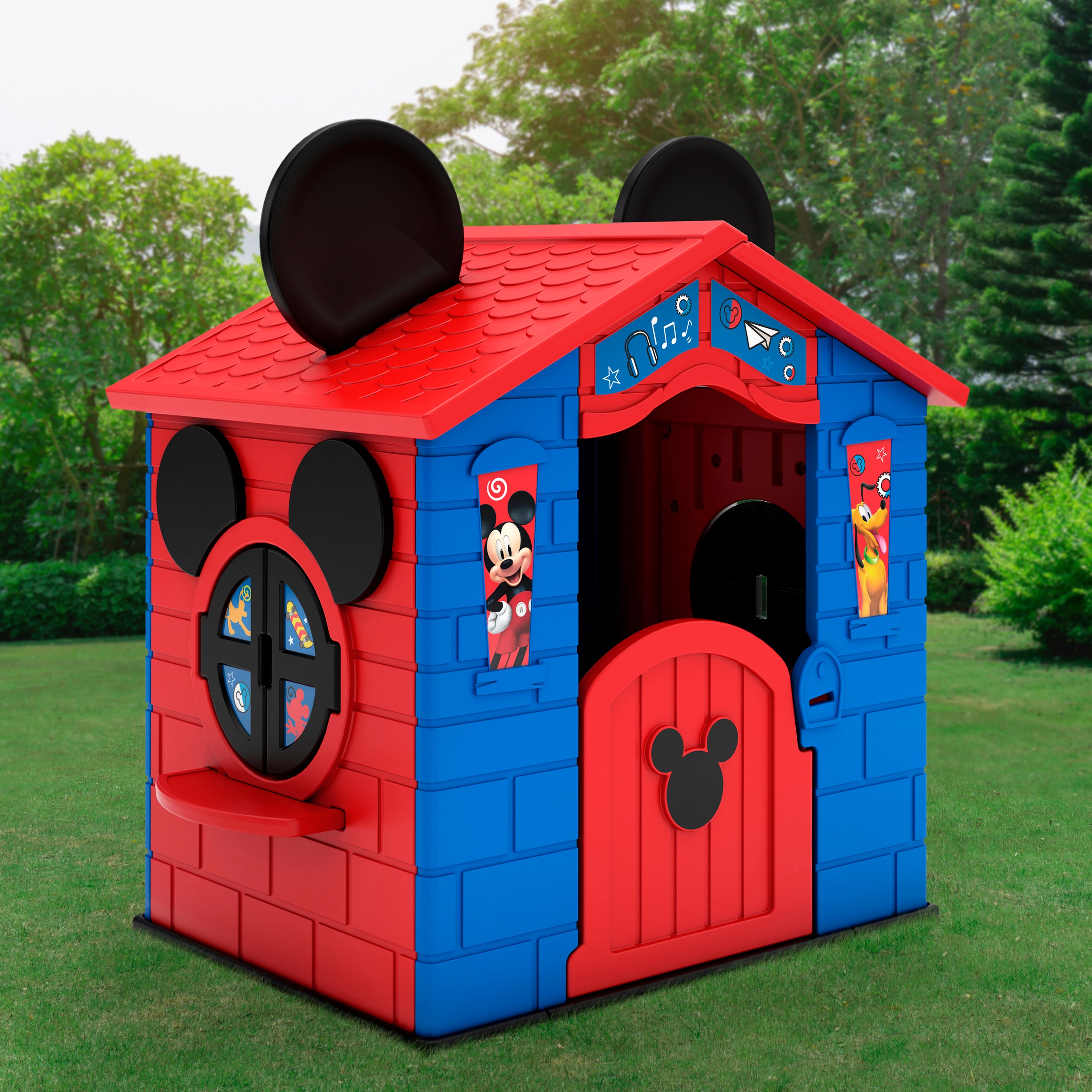 Mickey Mouse Plastic Playhouse for Kids - Indoor & Outdoor Toy House with Easy Assembly - Perfect for Backyard, Playroom & Birthday Parties