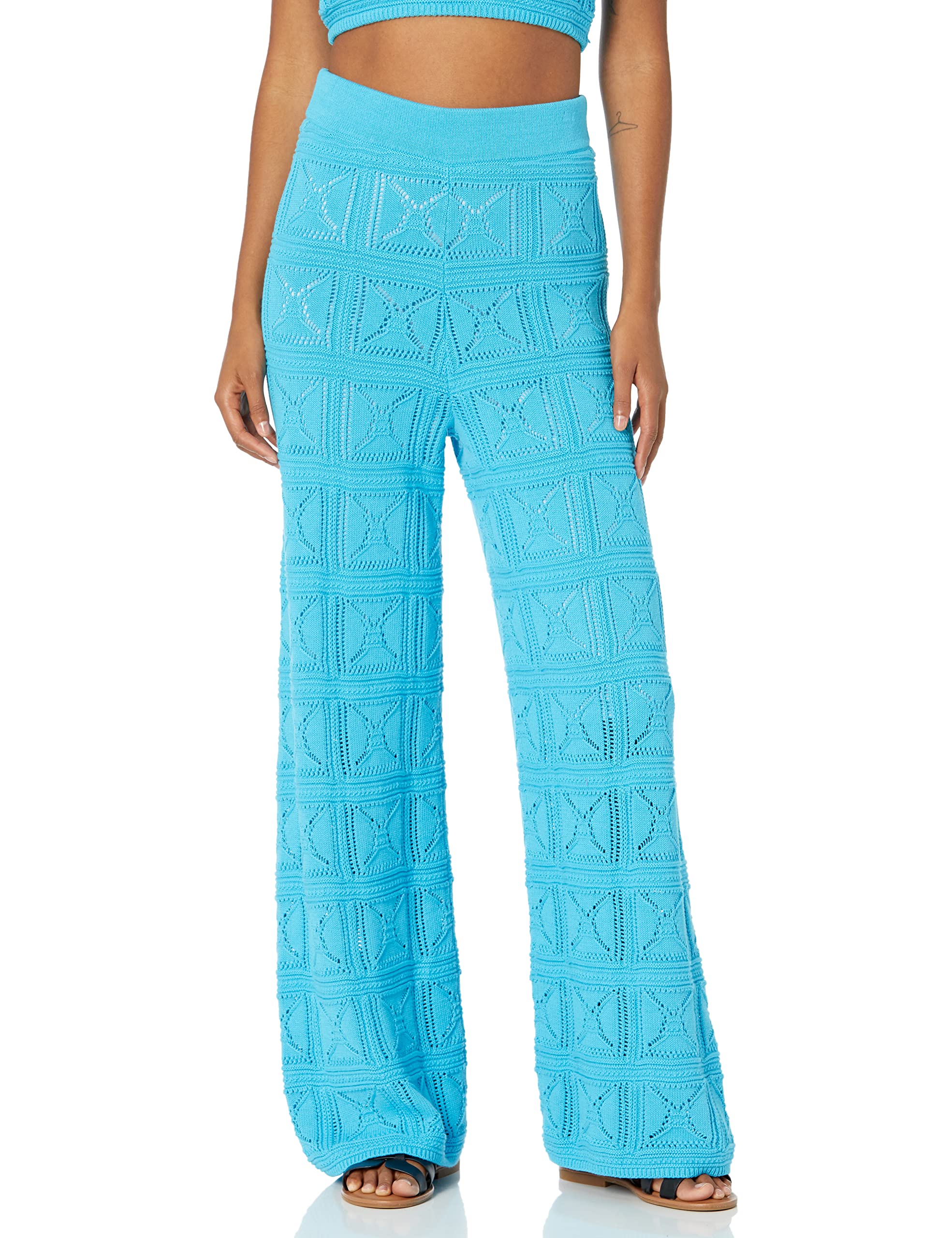 The Drop Women's Diza Pull-On Flare Leg Crochet Pants - Stylish Boho Summer Pants for Casual Outings, Beach Vacations & Music Festivals