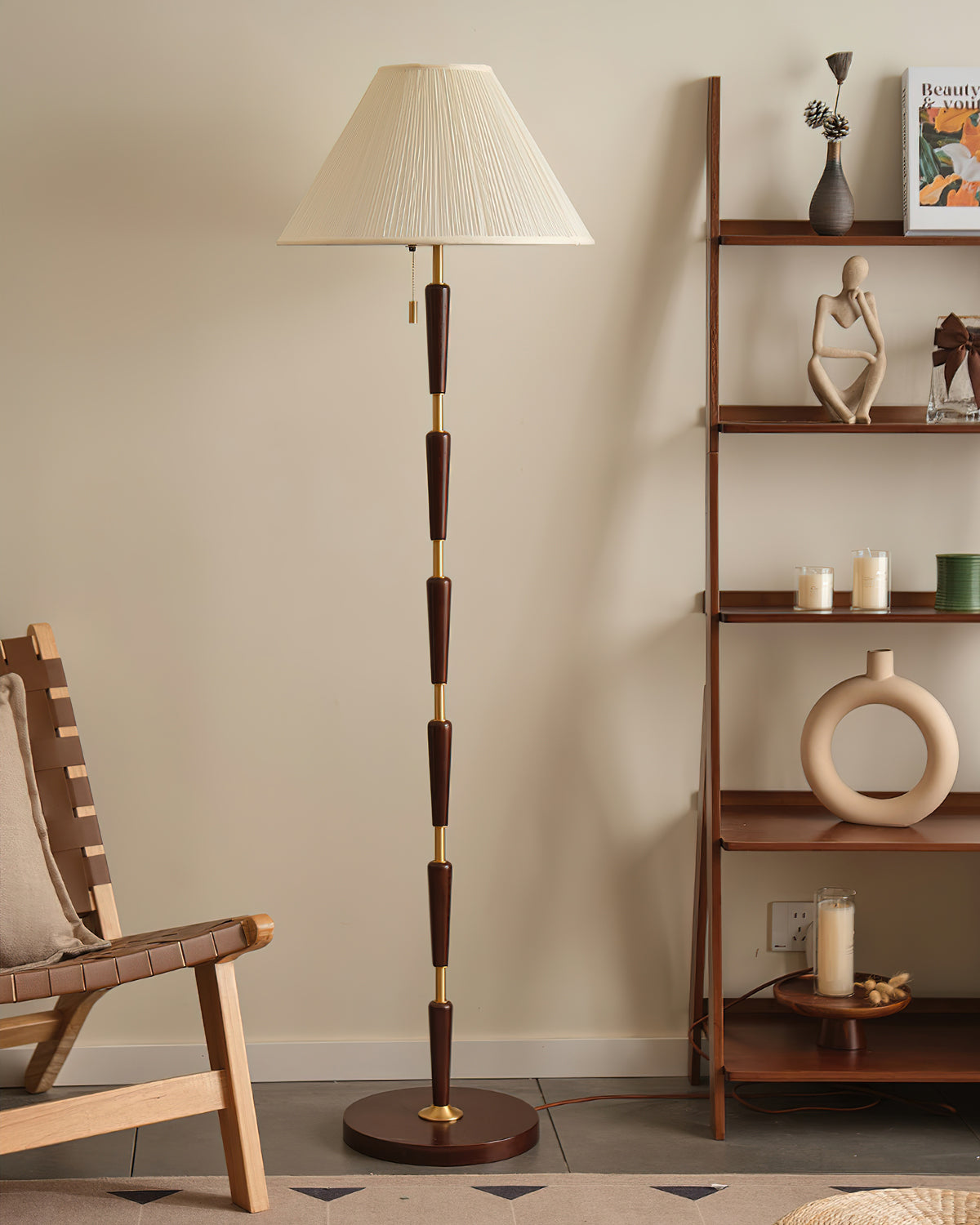 Modern Bamboo Knot Floor Lamp - Handcrafted Natural Wood Standing Light for Living Room, Bedroom & Office - Warm Ambient Lighting for Home Decor & Relaxation